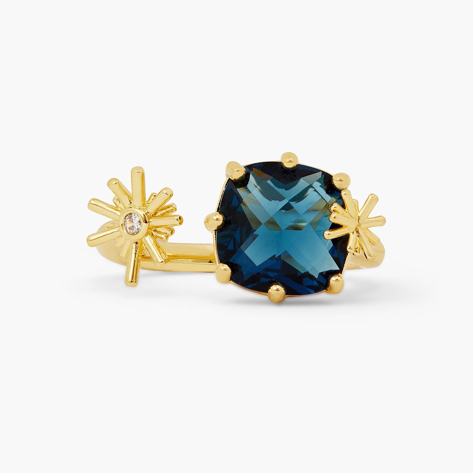 Gold Stars And Square Stone Adjustable You And Me Ring | ATET6011 - Les Nereides