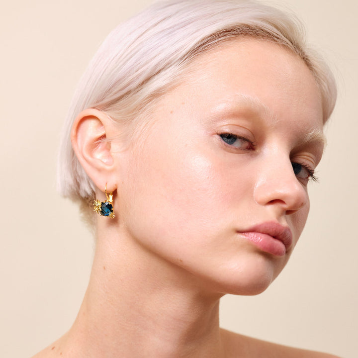 Gold Stars And Square Stone Earrings | ATET1011 - Les Nereides