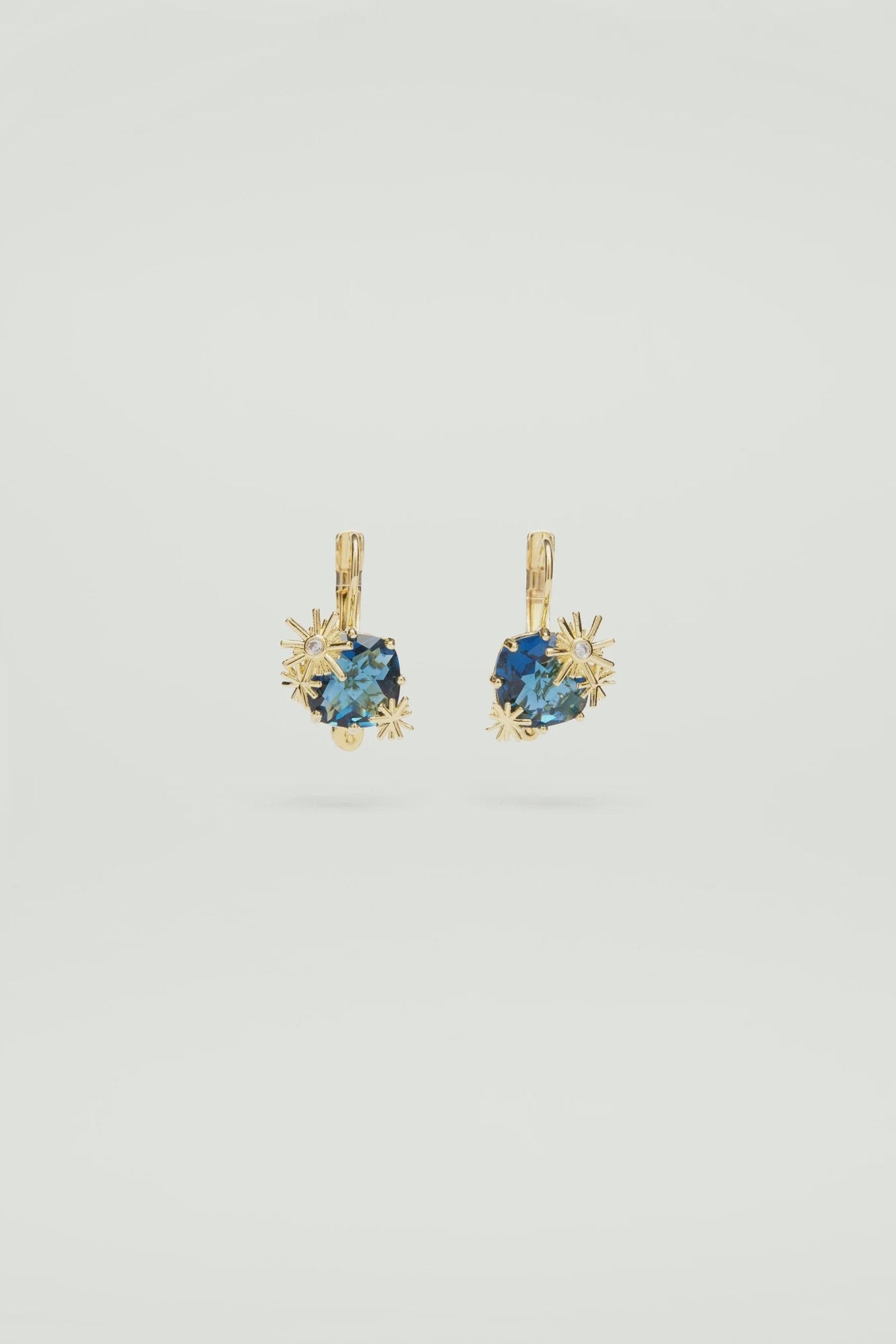 Gold Stars And Square Stone Earrings | ATET1012 - Les Nereides Paris