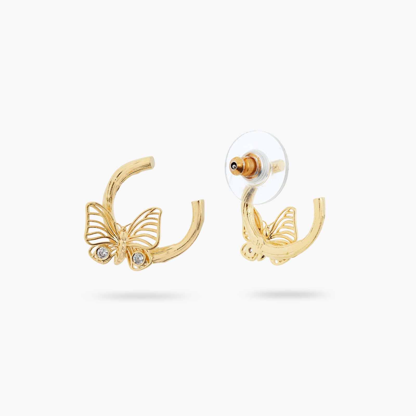 Golden Butterfly And Crystal Earrings | ATNF1051 - Les Nereides