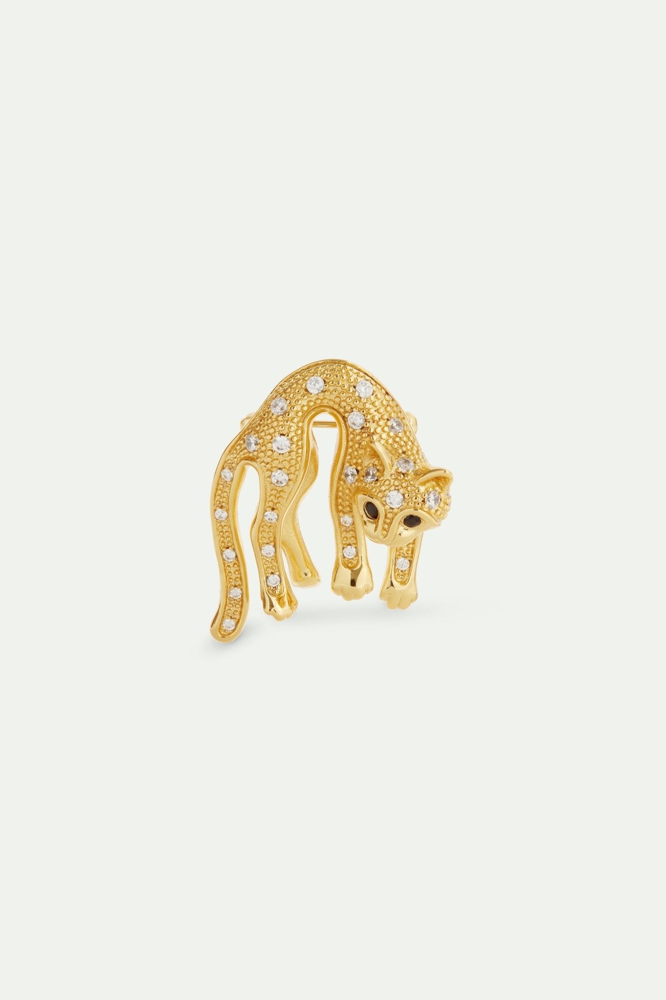 Golden cat and crystal brooch | AVLA5011 - Les Nereides