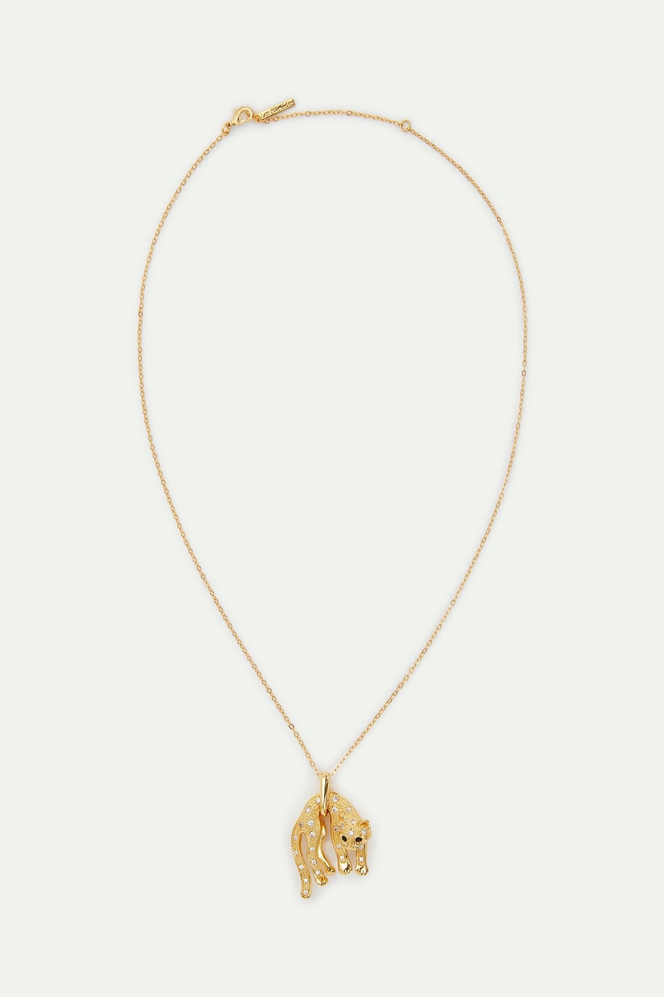 Golden cat and crystal pendant necklace | AVLA3011 - Les Nereides