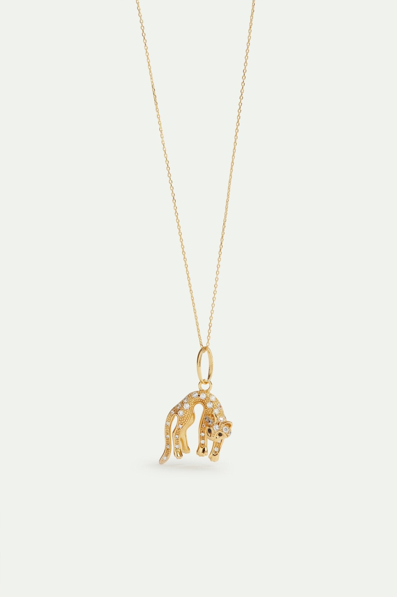 Golden Cat With Crystals Pendant, Care And Gentleness | AVPE4271 - Les Nereides