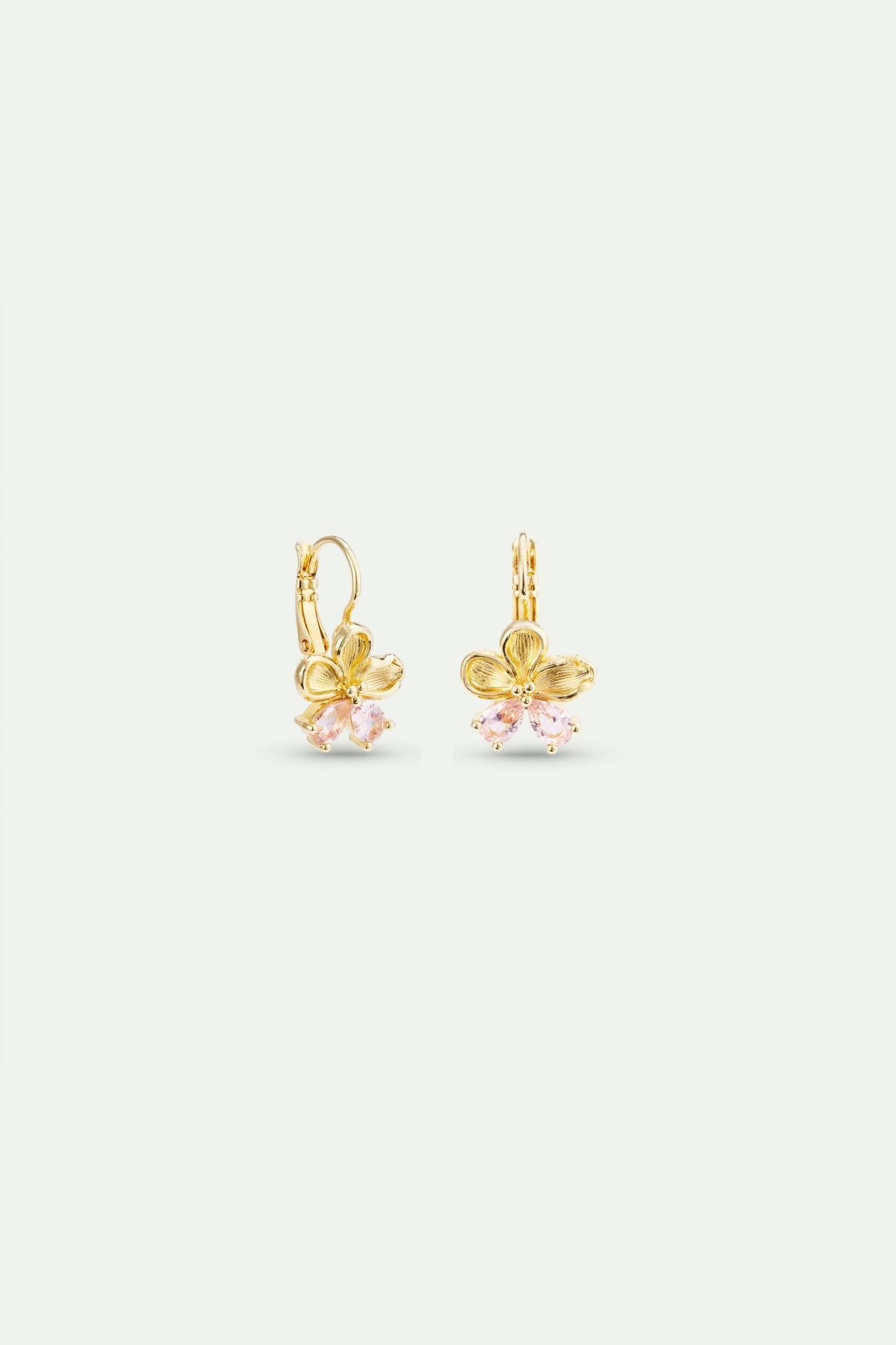 Golden Cherry Blossom And Pink Stone Post Earrings | AXNF1031 - Les Nereides