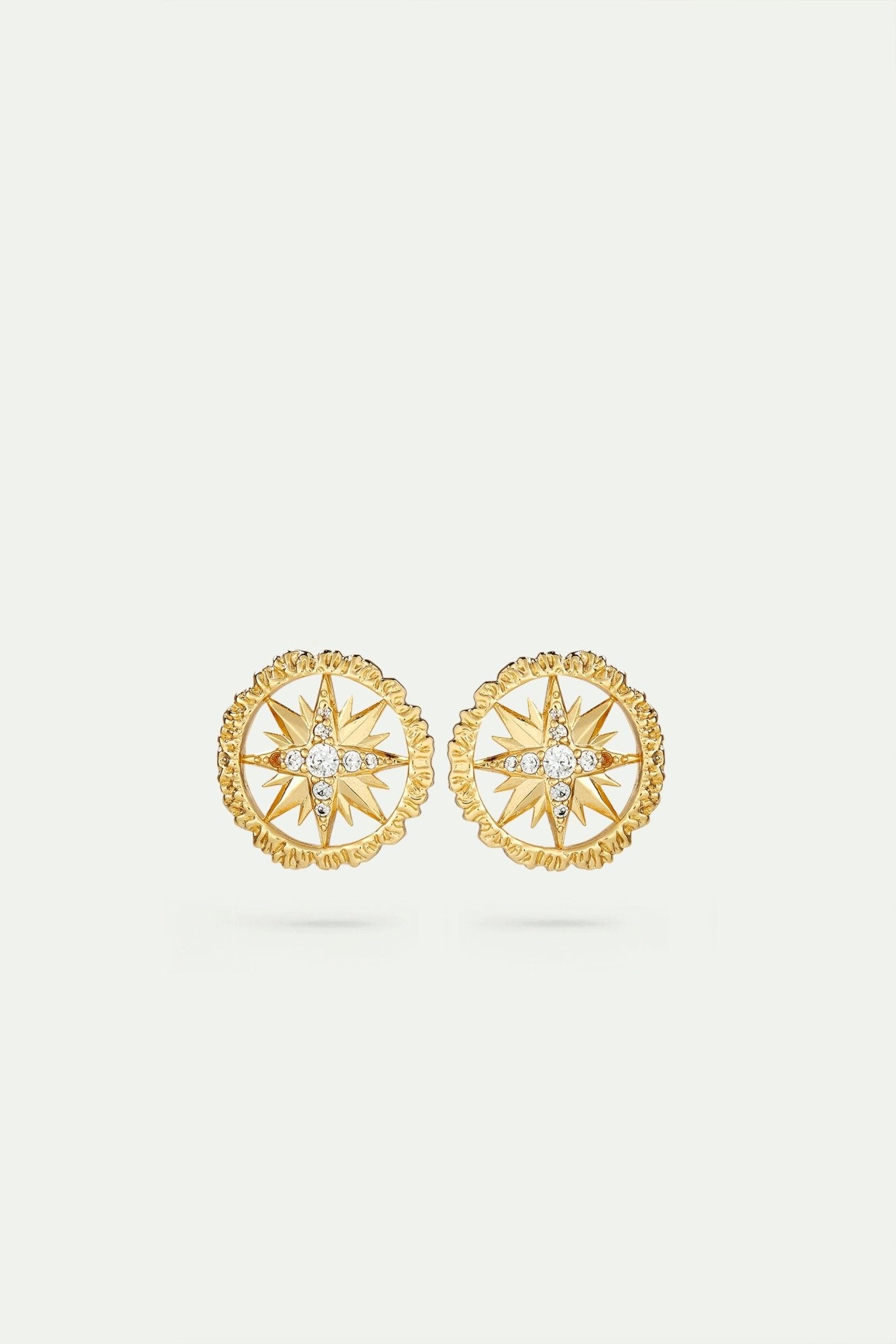 Golden compass rose post earring | AVSE1171 - Les Nereides