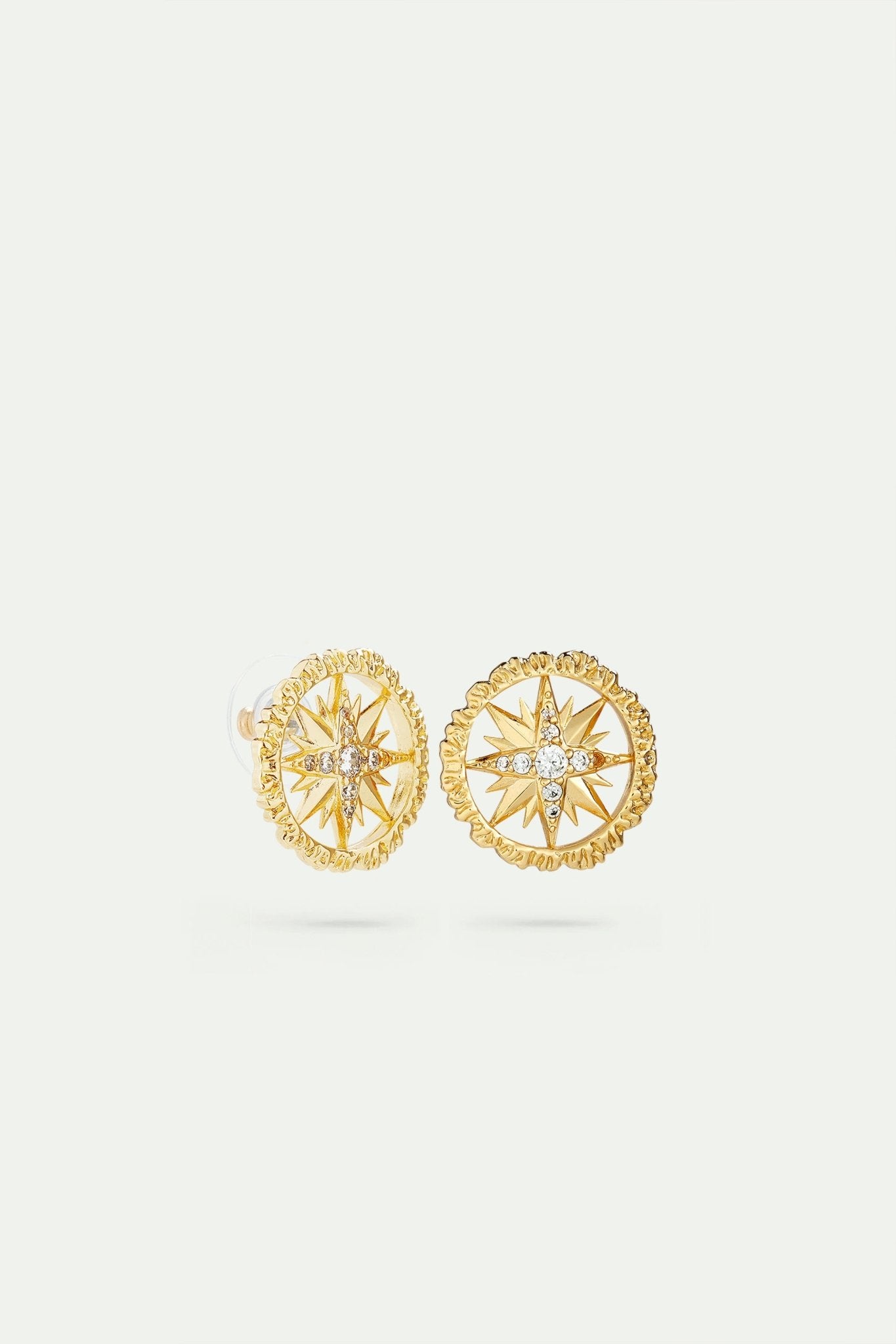 Golden compass rose post earring | AVSE1171 - Les Nereides
