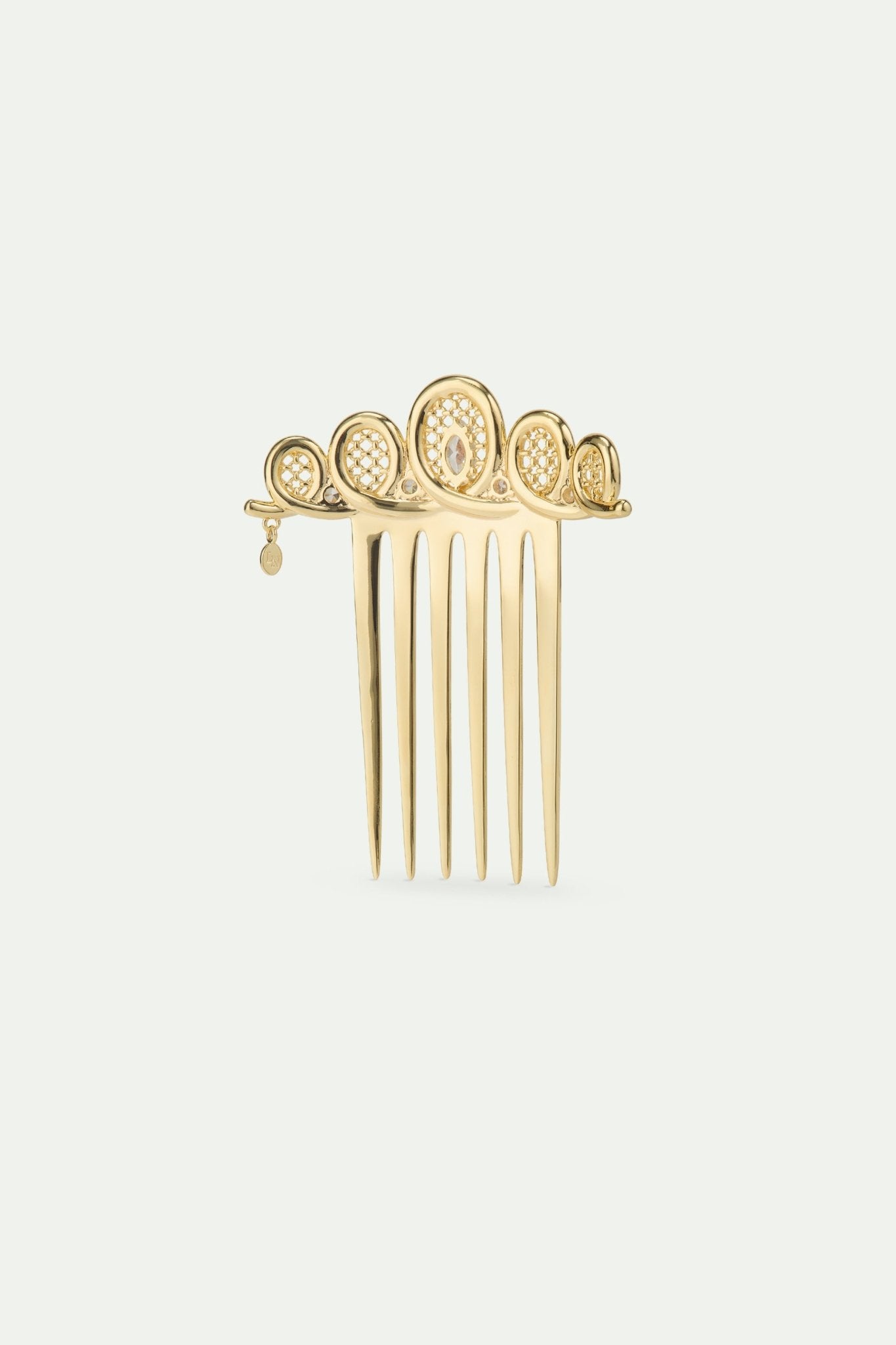 Golden Filigree Tiara Hair Comb With Crystals | AWOP4011 - Les Nereides