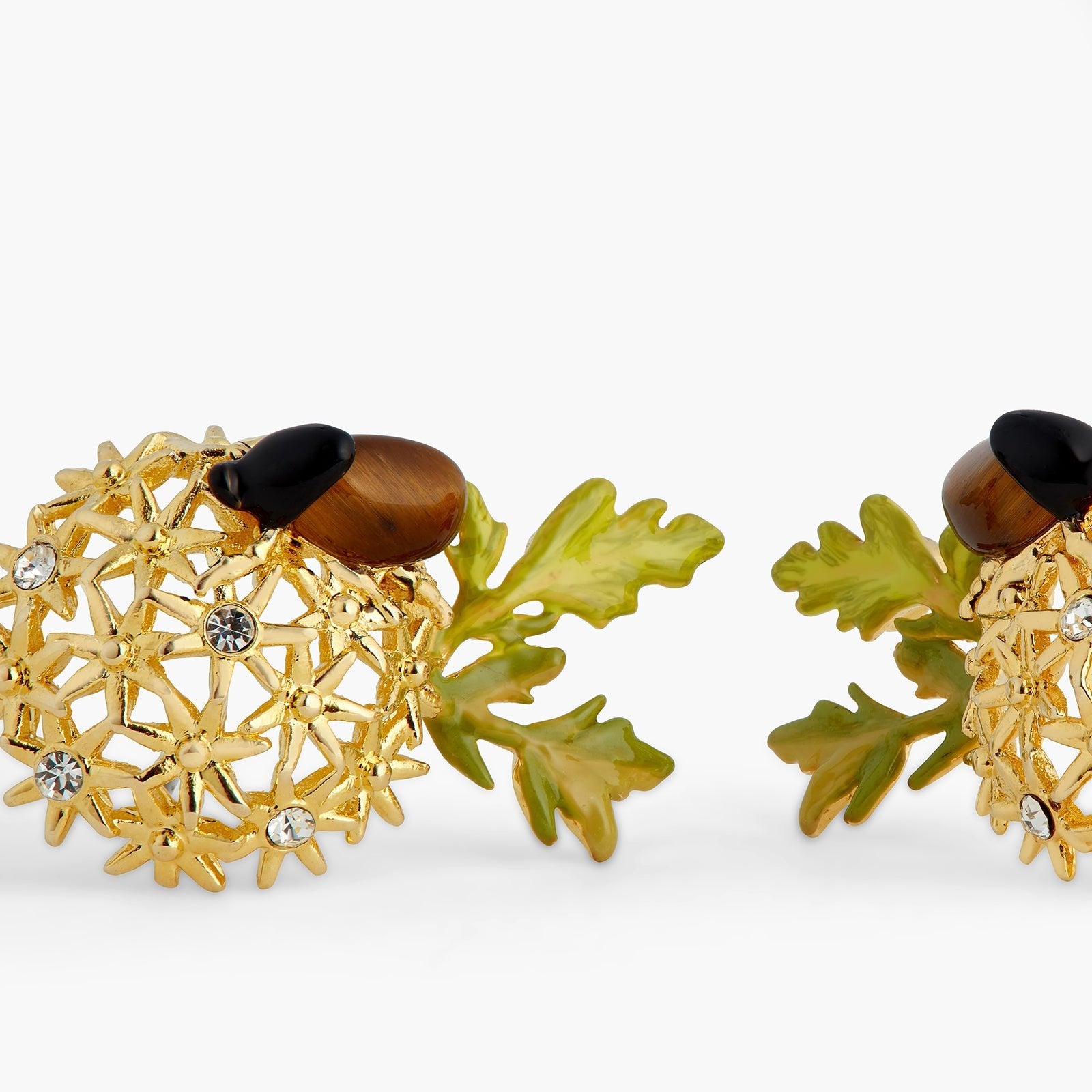 Golden Flower Bouquet And Scarab Beetle Earrings | ATPO1101 - Les Nereides