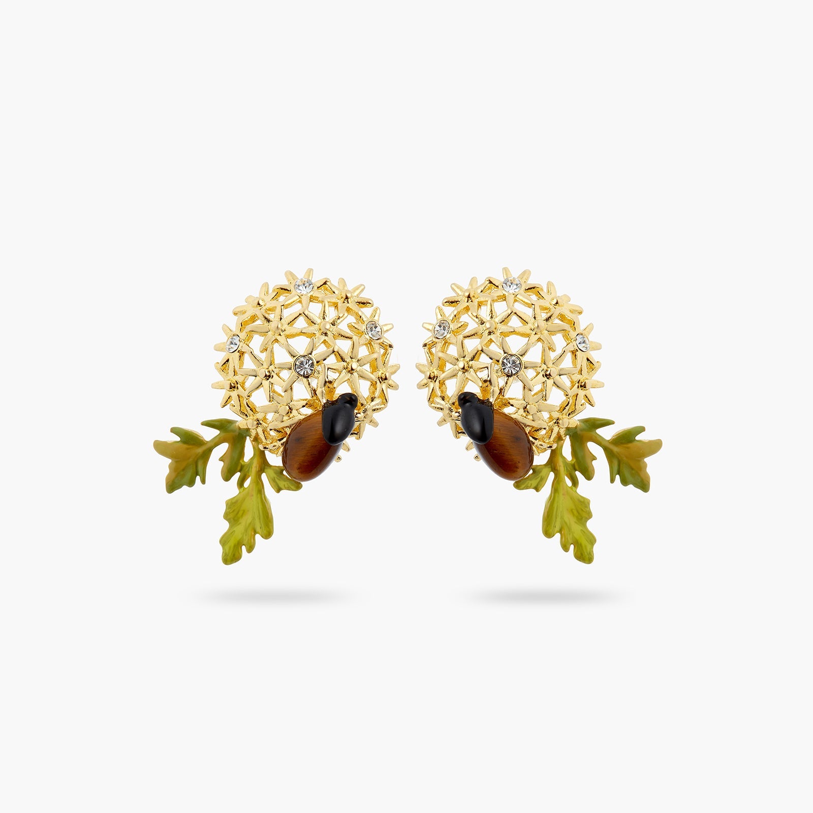 Golden Flower Bouquet And Scarab Beetle Earrings | ATPO1101 - Les Nereides