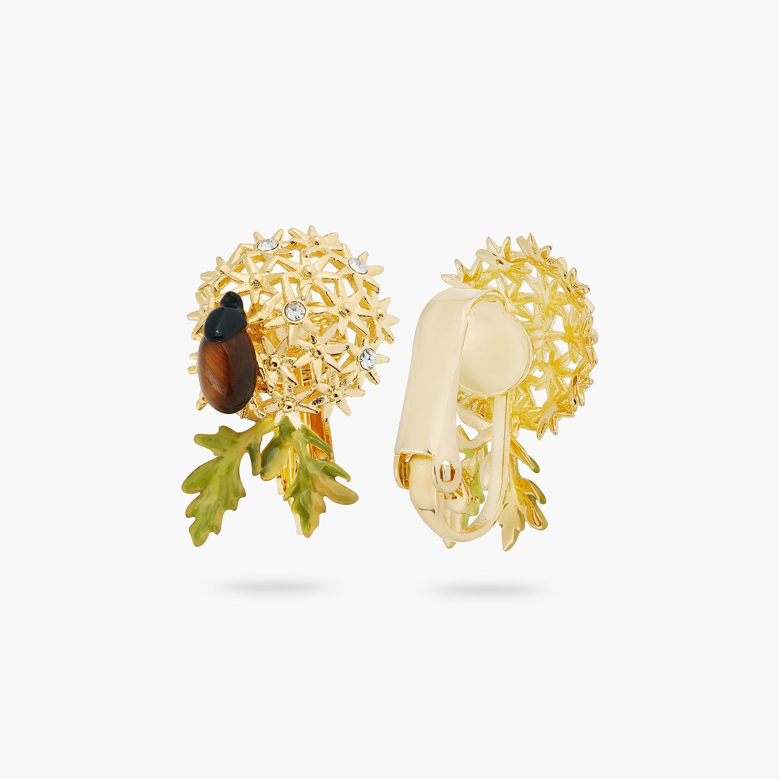 Golden Flower Bouquet And Scarab Beetle Earrings | ATPO1101 - Les Nereides