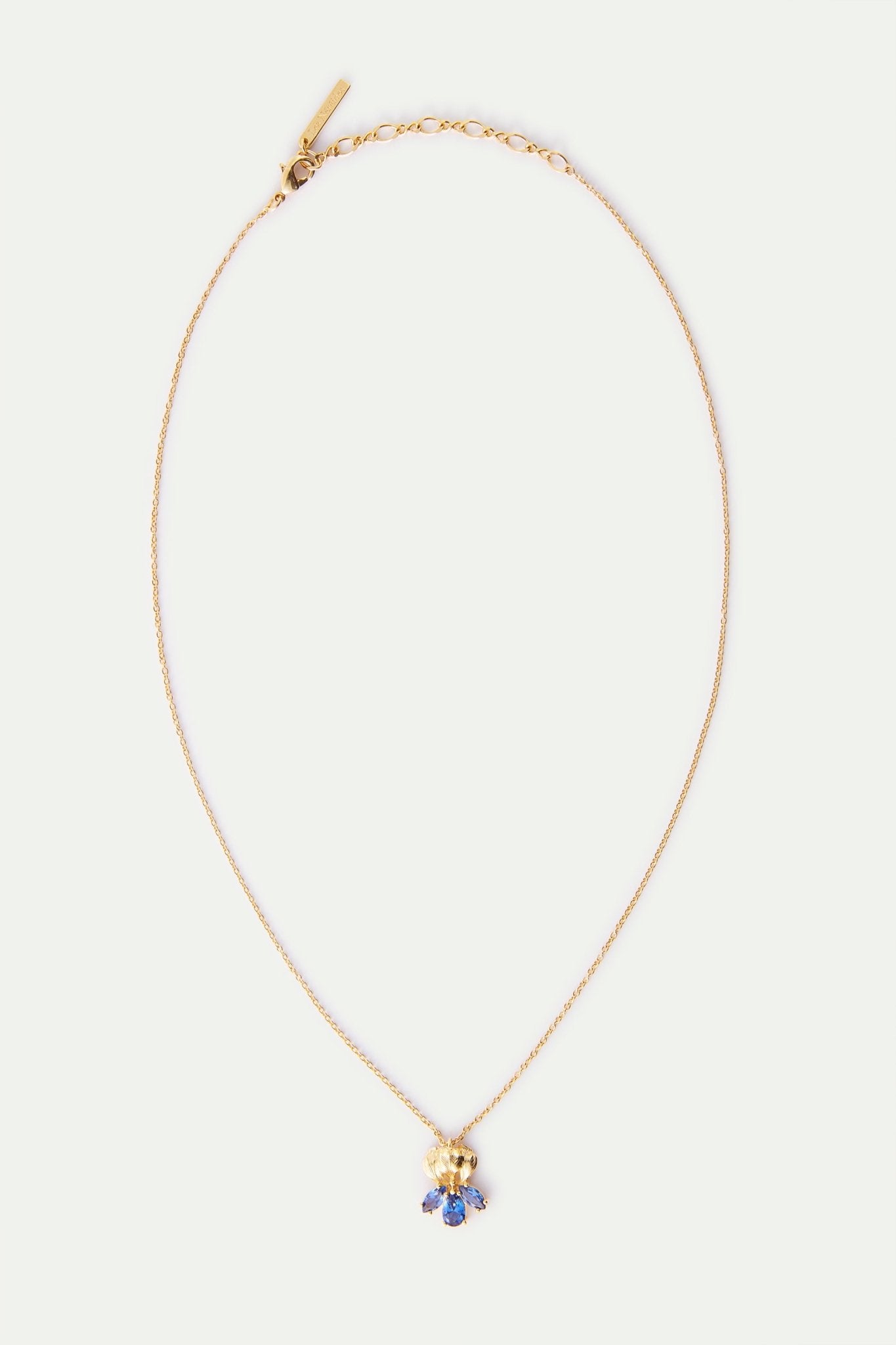 Golden Iris And Blue Stone Pendant Necklace | AXNF3011 - Les Nereides