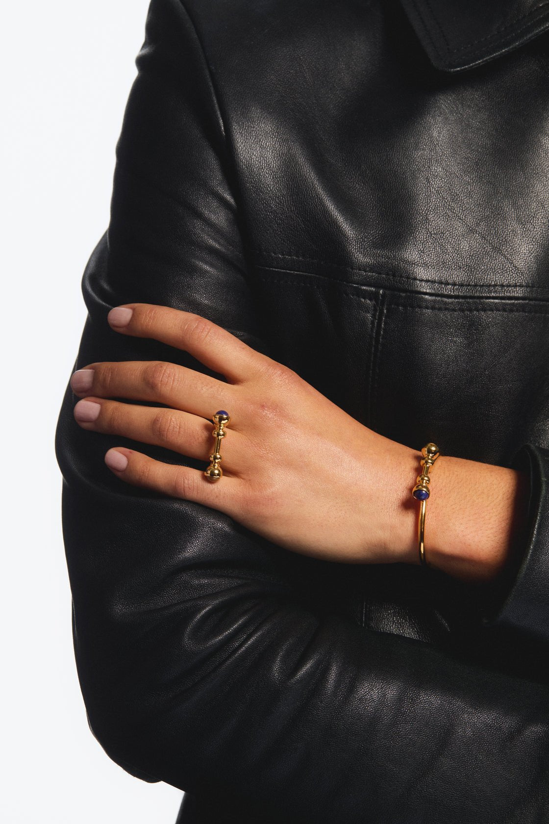 Golden lapis lazuli and jasper bracelet | AVSE2071 - Les Nereides