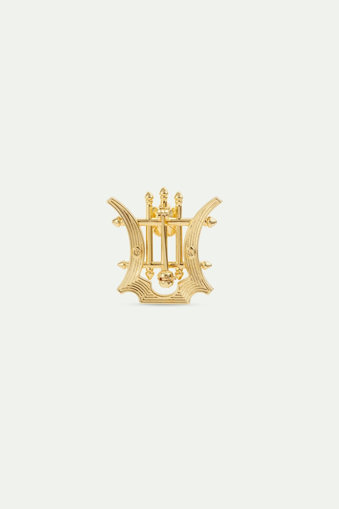 Golden Lyre Brooch With Crystals | AWOP5011 - Les Nereides
