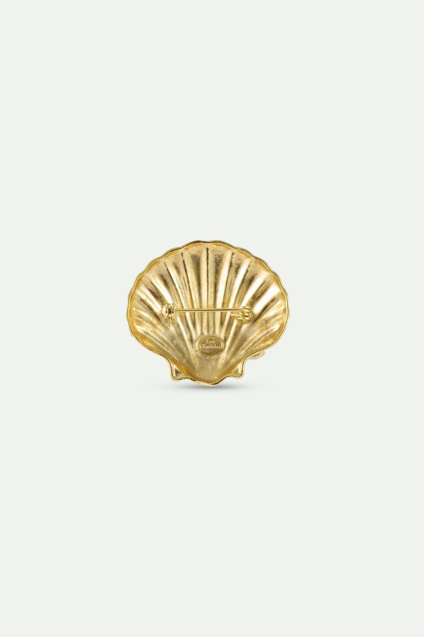Golden Seashell And White Fish Brooch | AXMO5011 - Les Nereides
