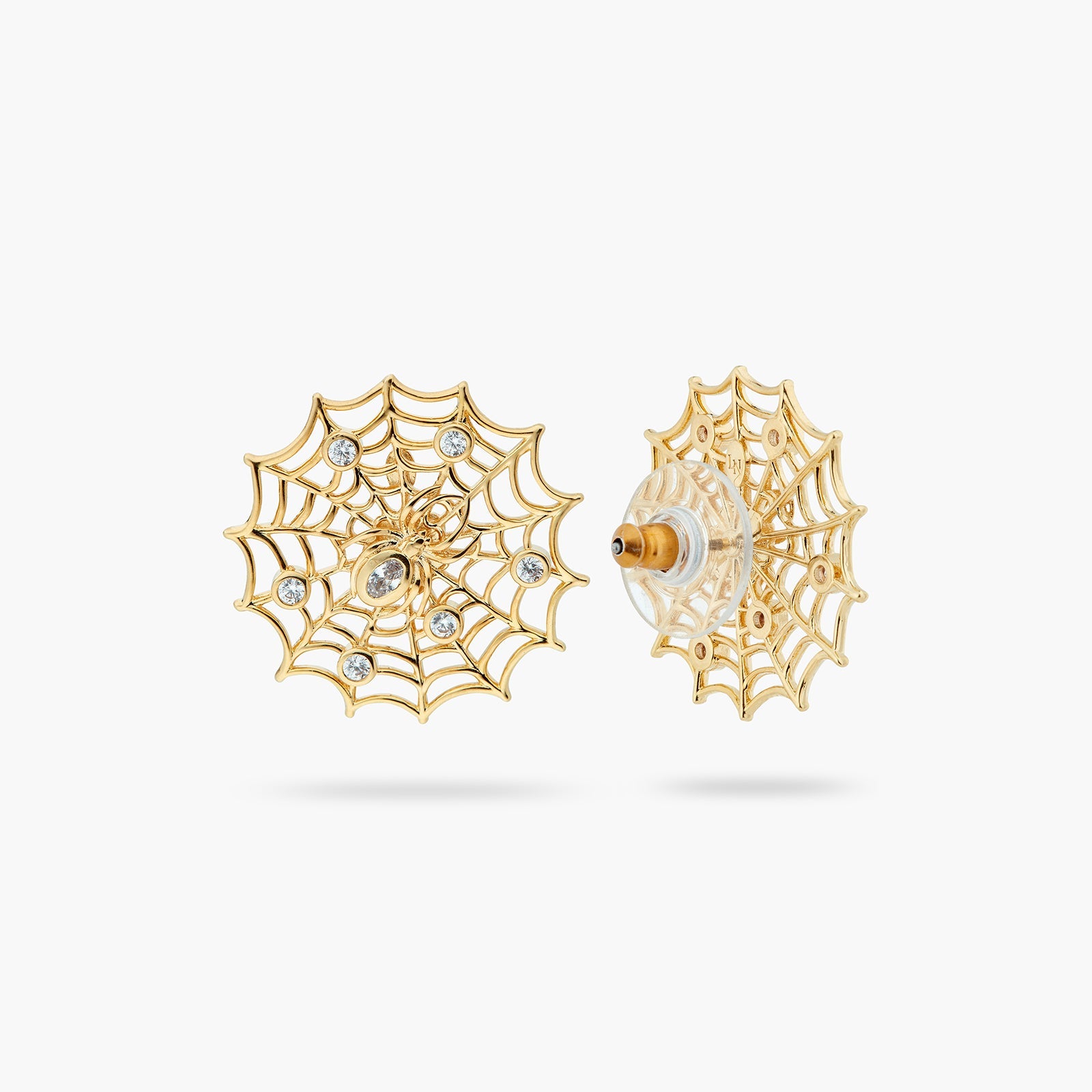 Golden Spider'S Web And Crystal Earrings | ATNF1021 - Les Nereides