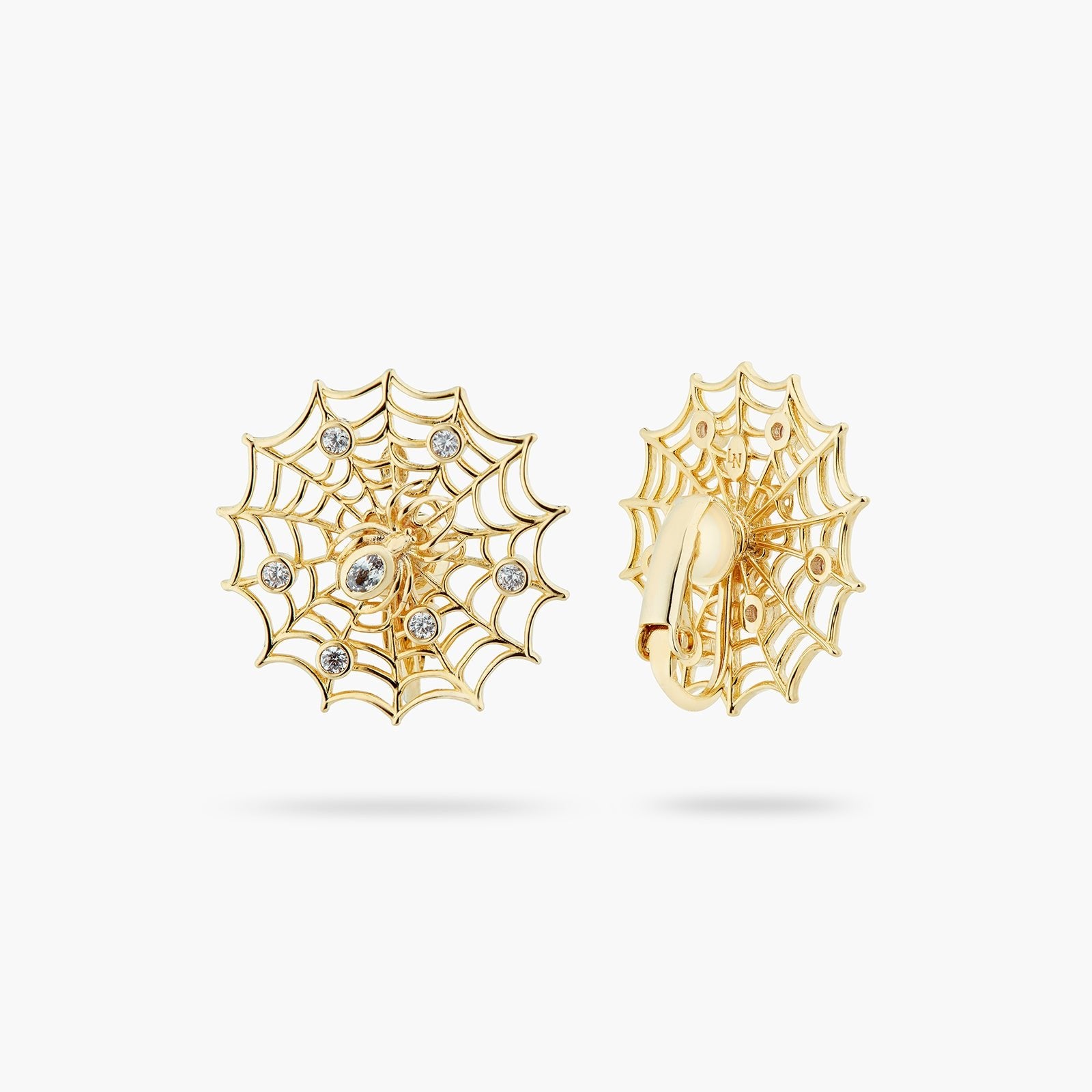 Golden Spider'S Web And Crystal Earrings | ATNF1021 - Les Nereides