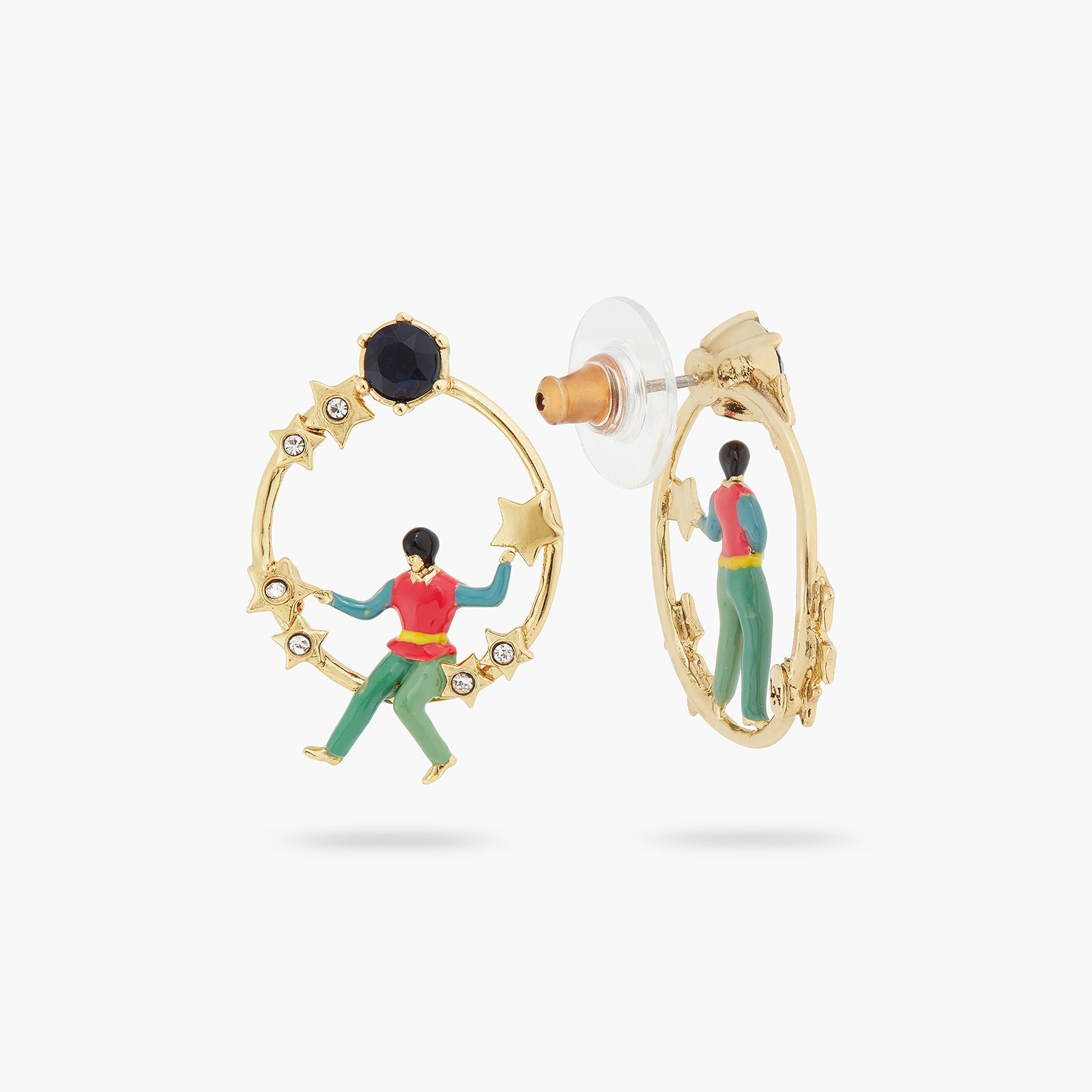 Golden Star And Character Asymmetrical Earrings | ATVE1061 - Les Nereides