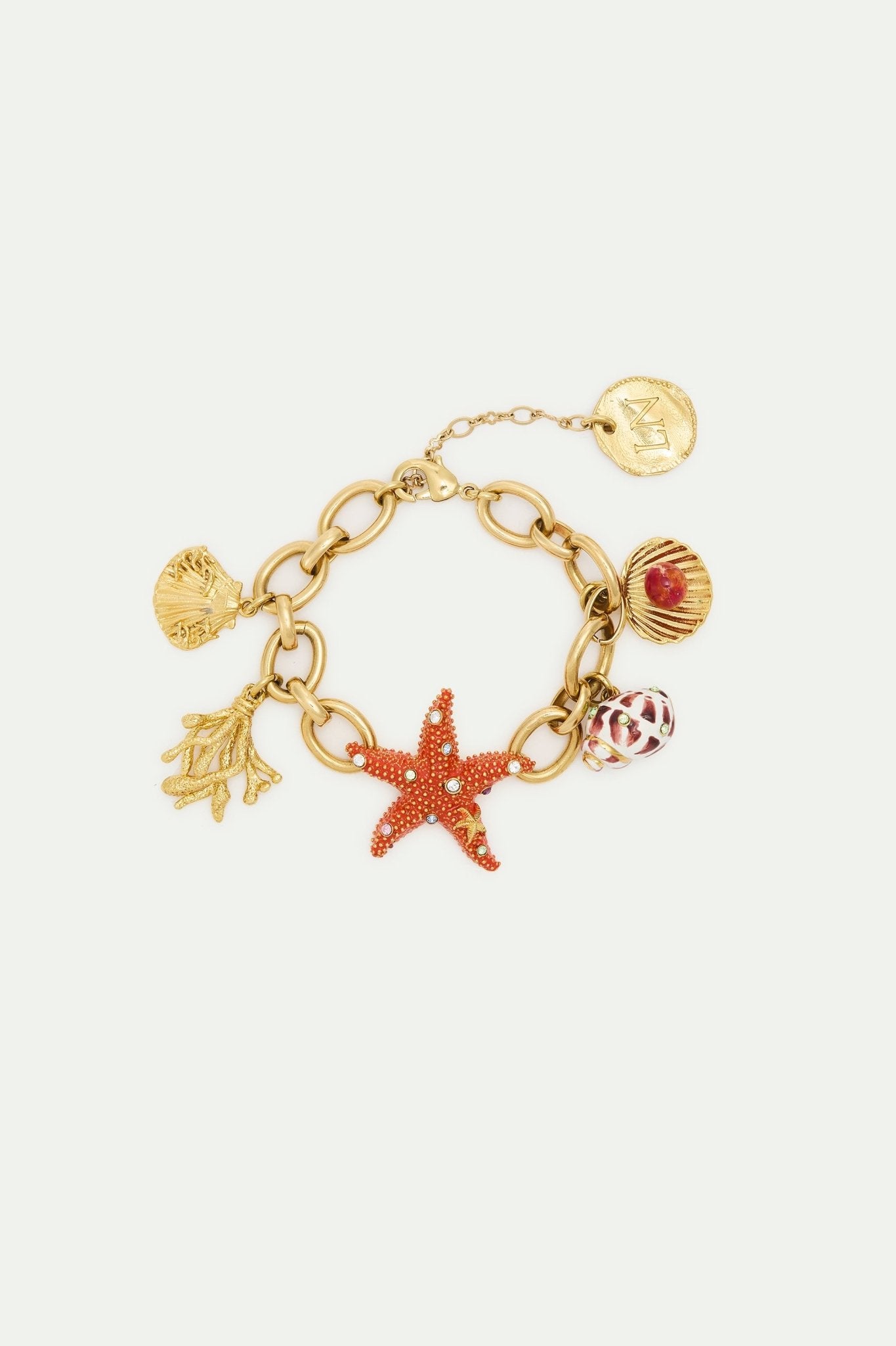 Golden Starfish Bracelet With Shell Pendants | AXMO2011 - Les Nereides