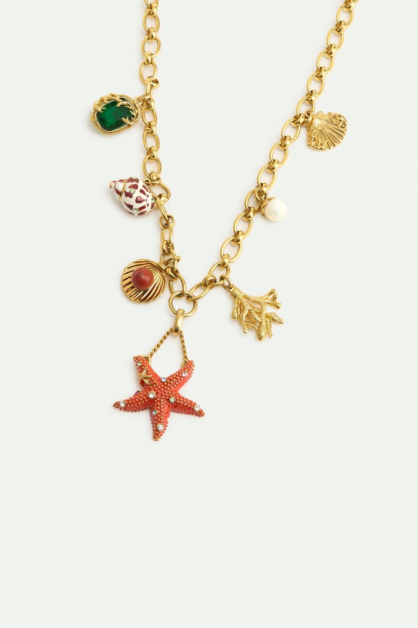 Golden Starfish Necklace With Shell Pendants | AXMO3051 - Les Nereides