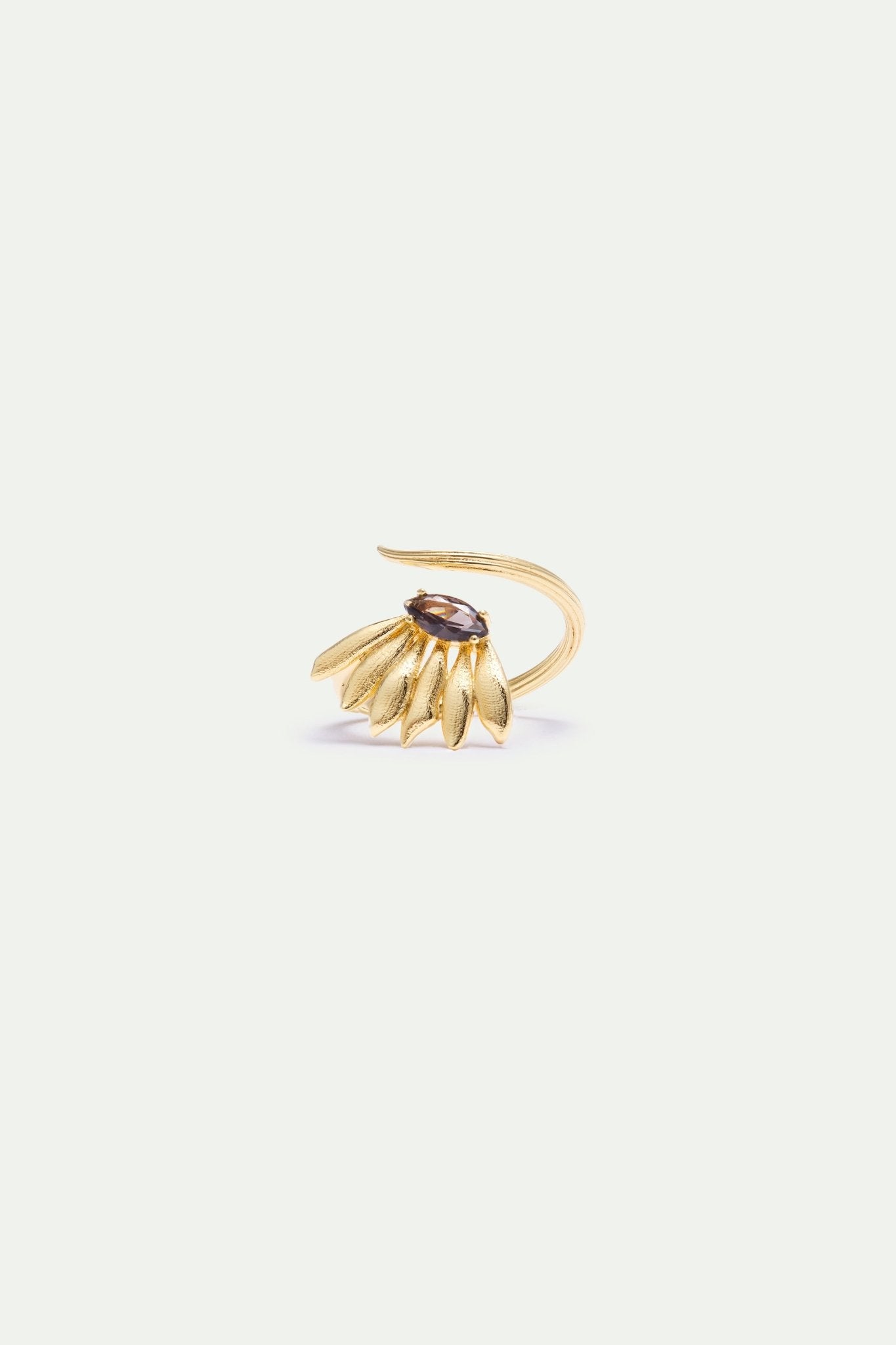 Golden Sunflower And Purple Stone Adjustable Ring | AXNF6051 - Les Nereides