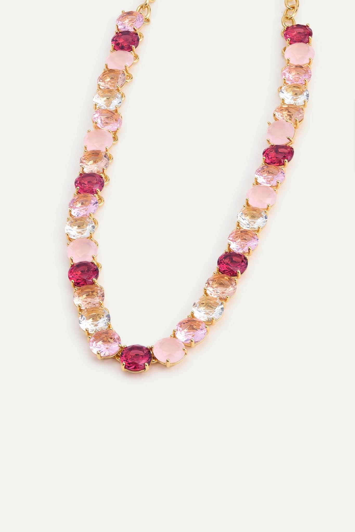 Gradient Pink Diamantine Choker Necklace With Round Stones | AWLD3561 - Les Nereides