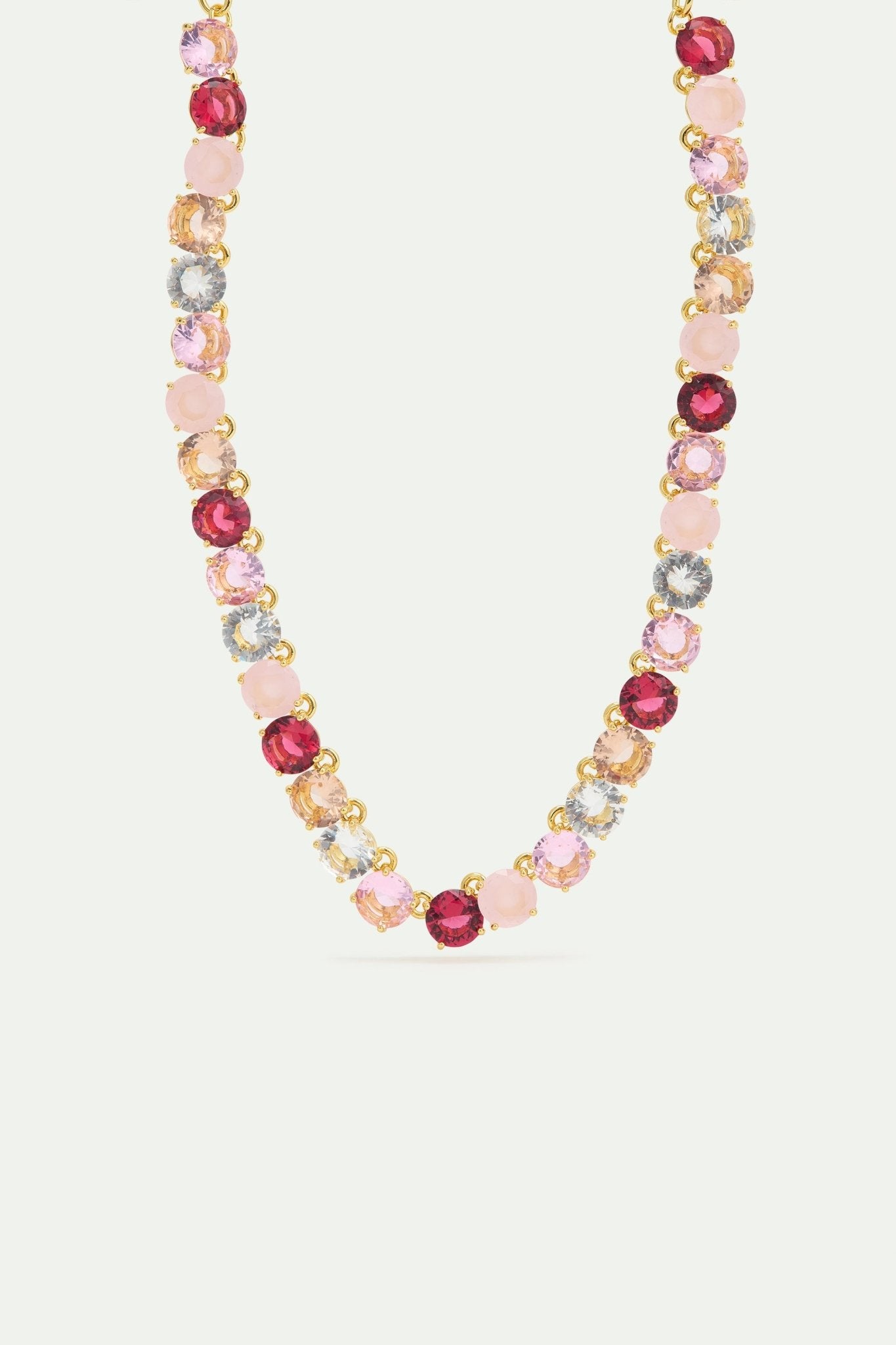 Gradient Pink Diamantine Choker Necklace With Round Stones | AWLD3561 - Les Nereides