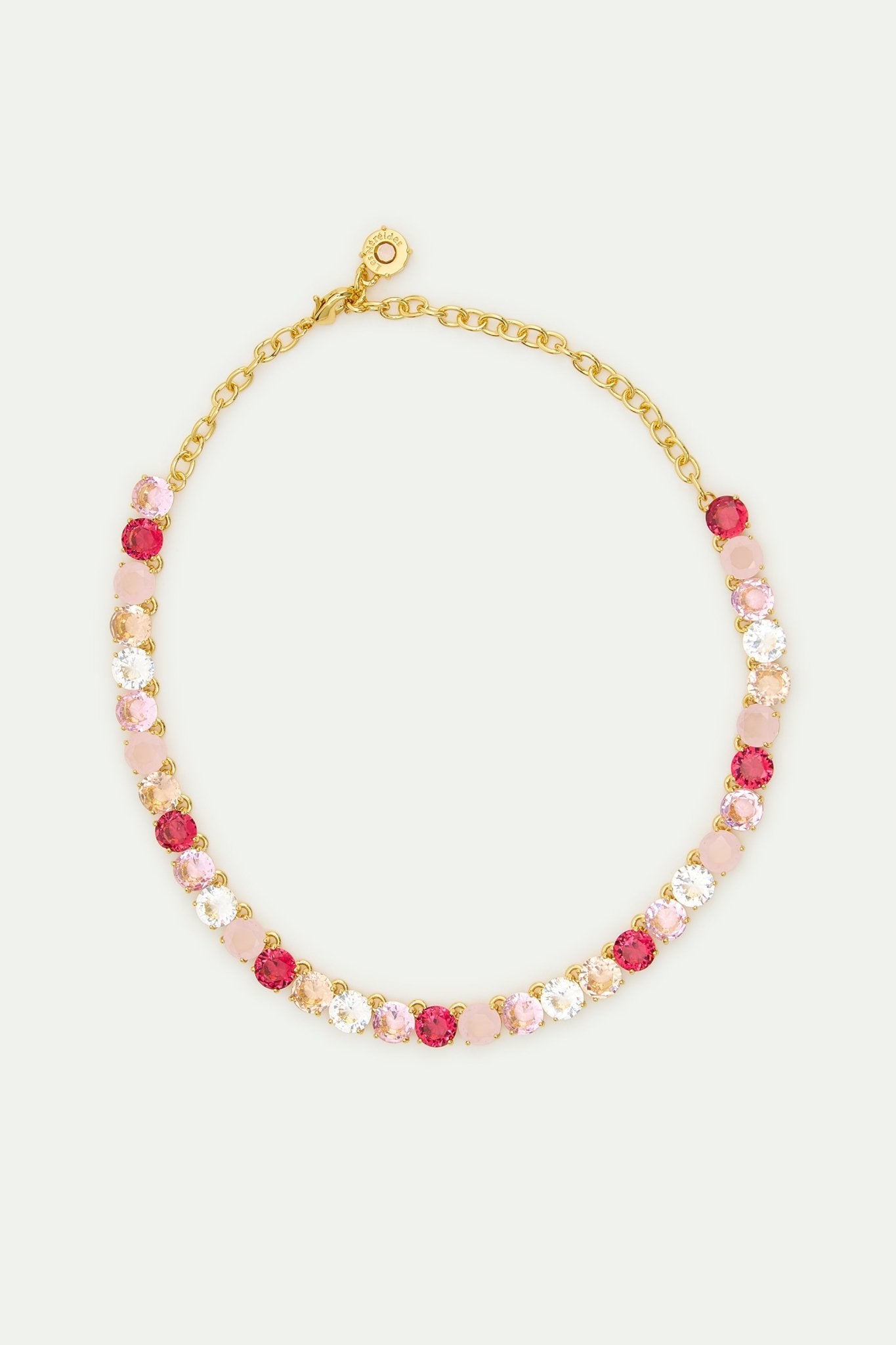 Gradient Pink Diamantine Choker Necklace With Round Stones | AWLD3561 - Les Nereides