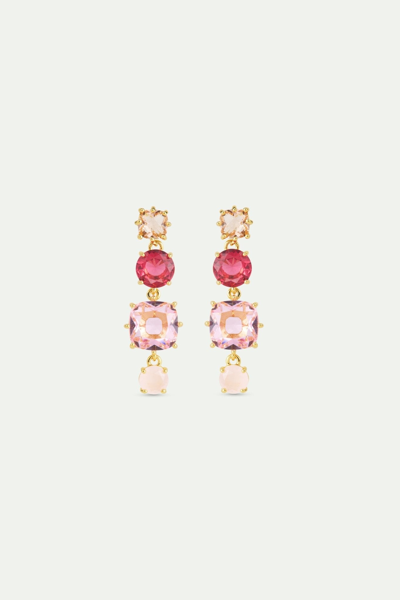Gradient Pink Diamantine Earrings With 4 Stones | AWLD1201 - Les Nereides