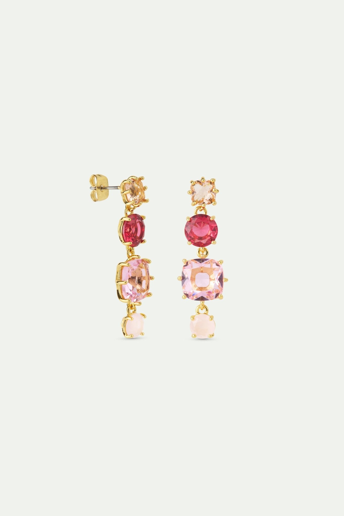 Gradient Pink Diamantine Earrings With 4 Stones | AWLD1201 - Les Nereides
