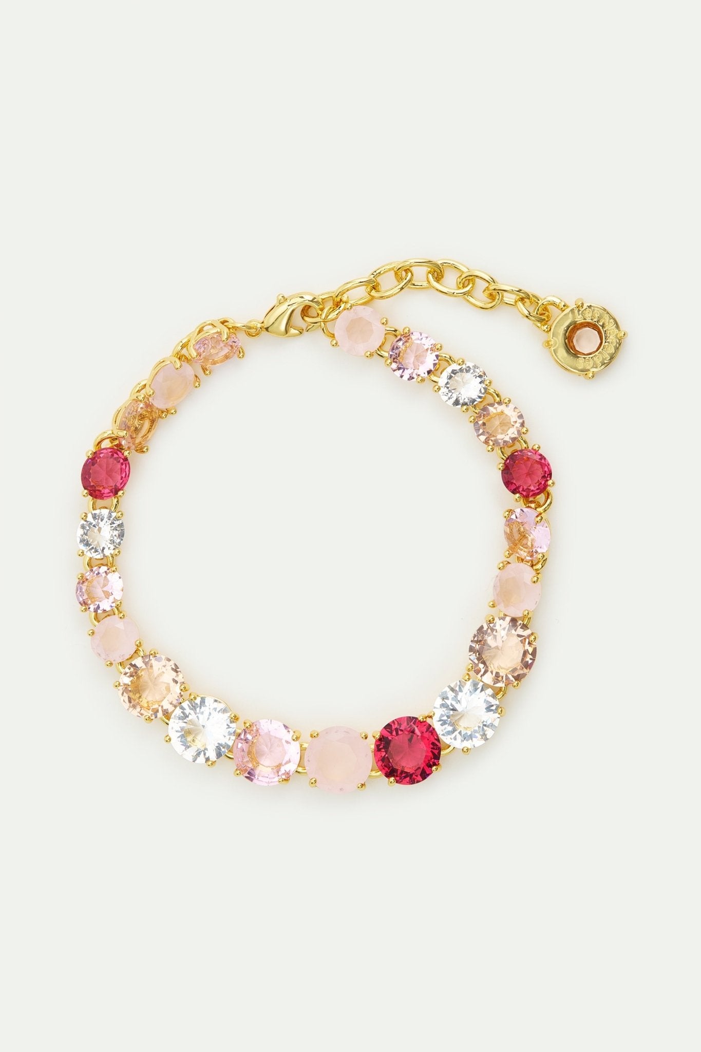 Gradient Pink Diamantine Fine Bracelet With Row Of Stones | AWLD2521 - Les Nereides