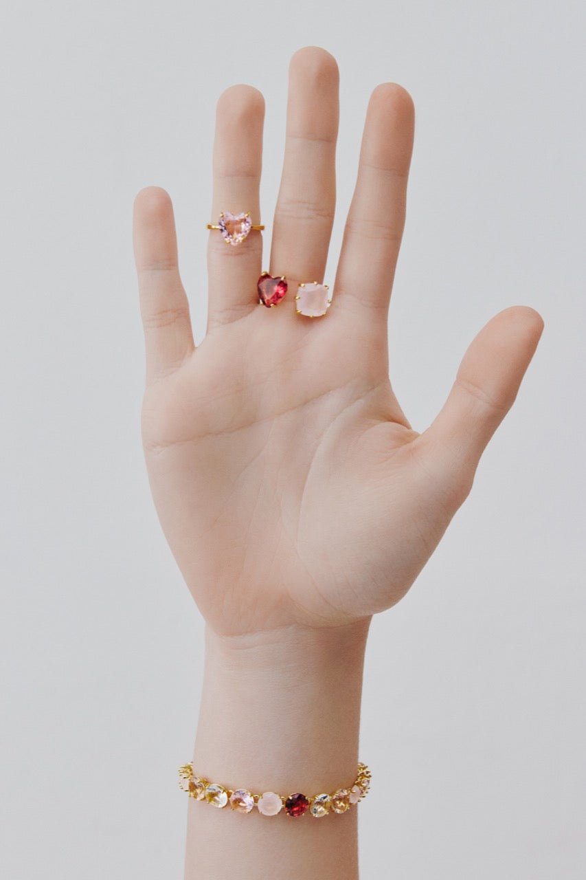 Gradient Pink Diamantine Fine Bracelet With Row Of Stones | AWLD2521 - Les Nereides