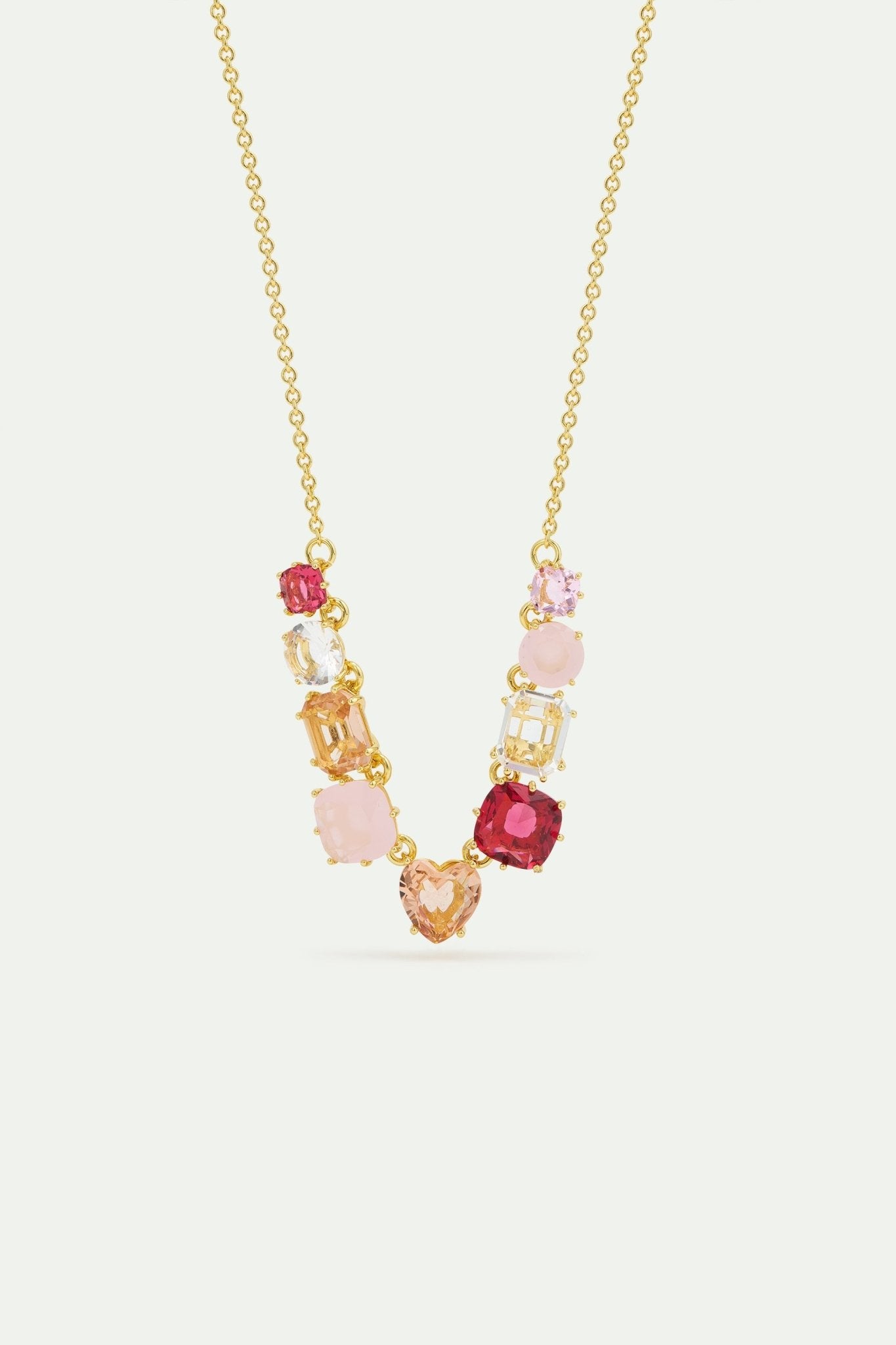 Gradient Pink Diamantine Fine Necklace With 9 Stones | AWLD3181 - Les Nereides