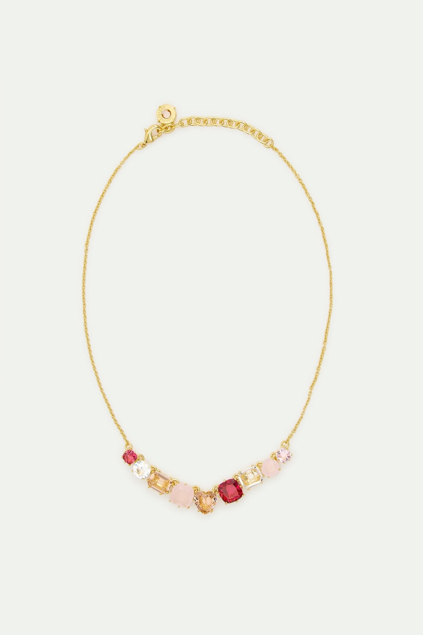 Gradient Pink Diamantine Fine Necklace With 9 Stones | AWLD3181 - Les Nereides