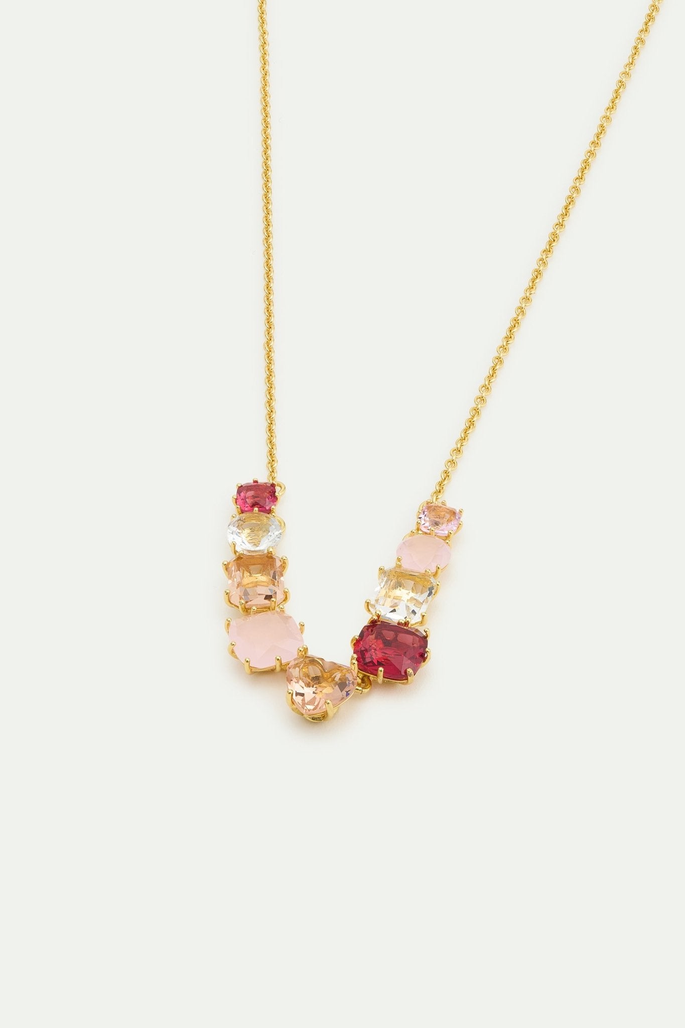 Gradient Pink Diamantine Fine Necklace With 9 Stones | AWLD3181 - Les Nereides