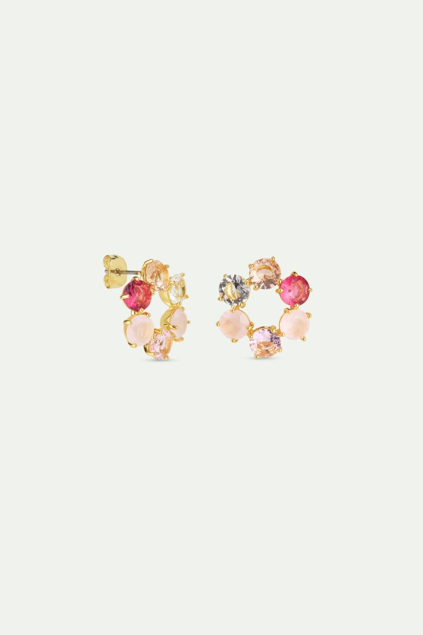 Gradient Pink Diamantine Six Stone Earrings | AWLD1421 - Les Nereides