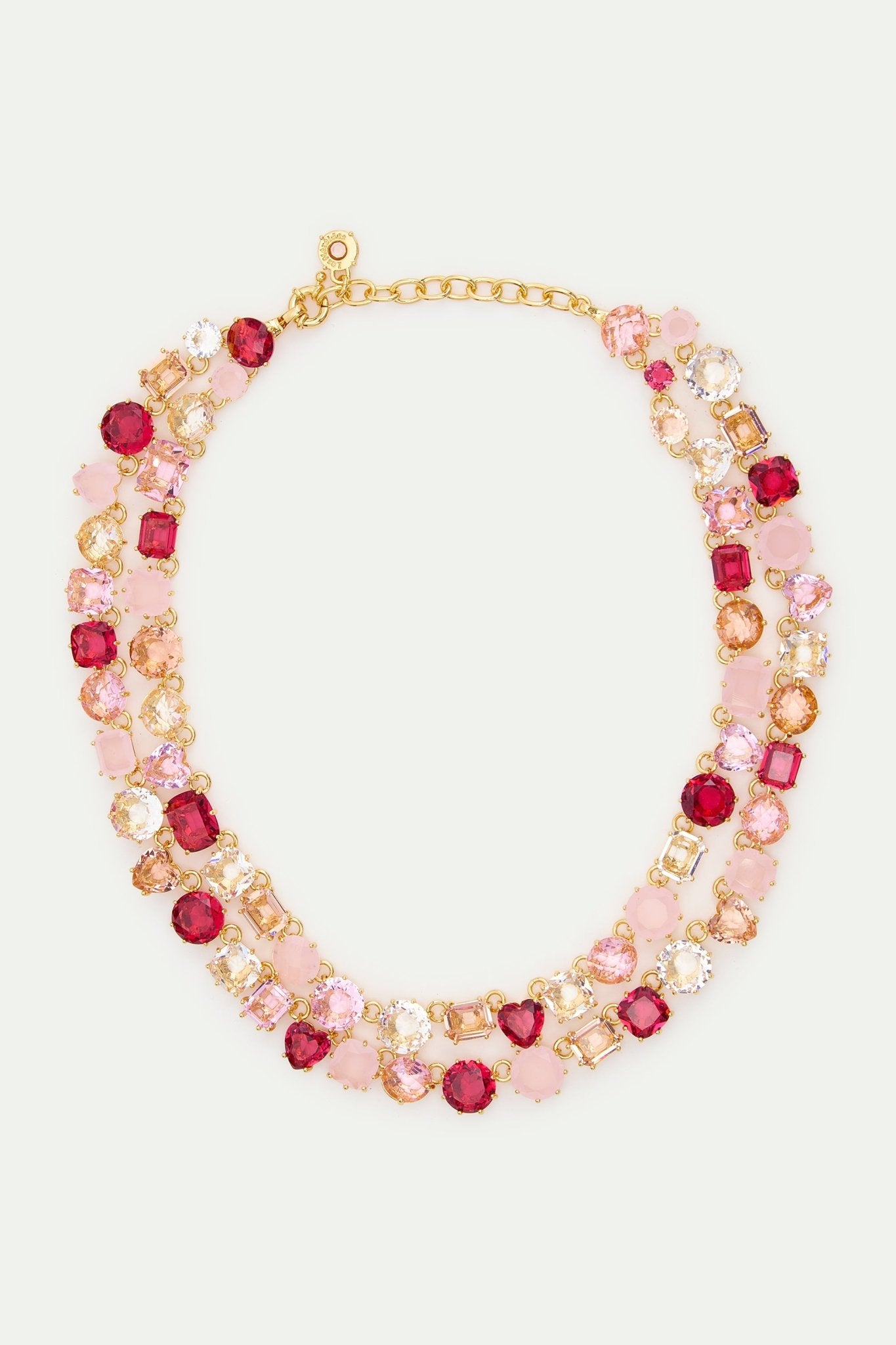 Gradient Pink Diamantine Statement Double Row Necklace | AWLD3551 - Les Nereides