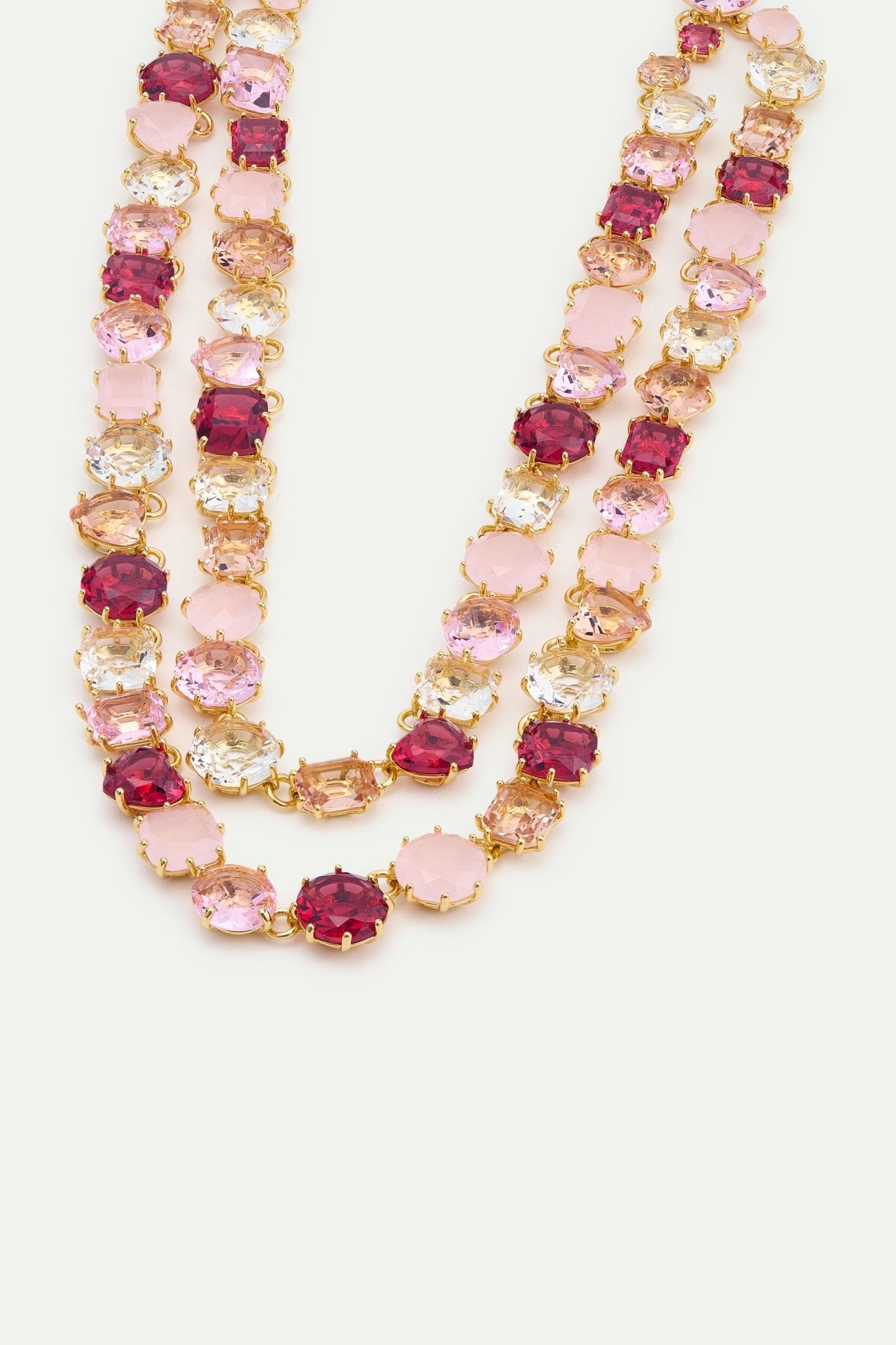 Gradient Pink Diamantine Statement Double Row Necklace | AWLD3551 - Les Nereides