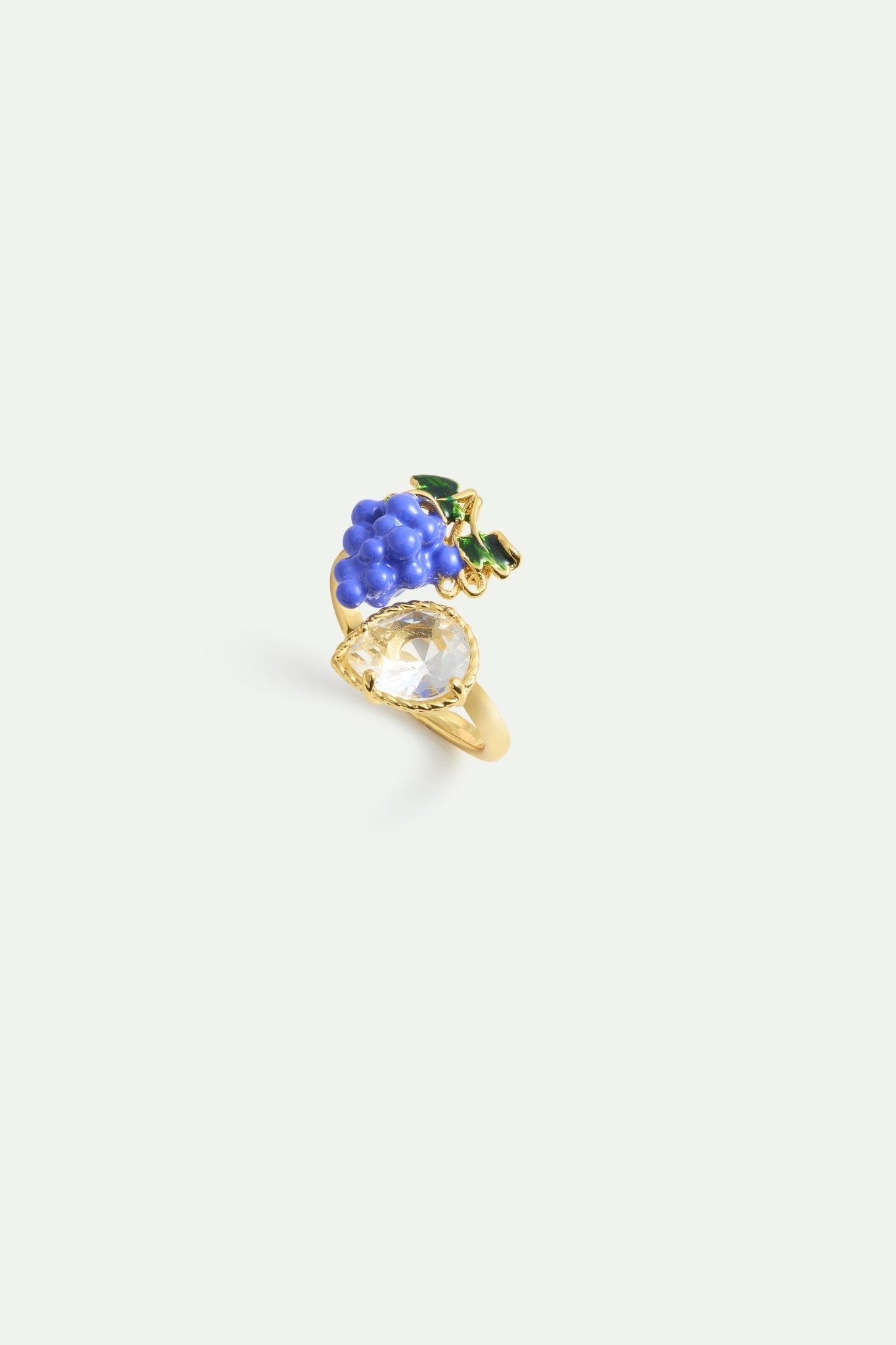 Grapes And White Faceted Stone Adjustable Ring | AYFB6011 - Les Nereides