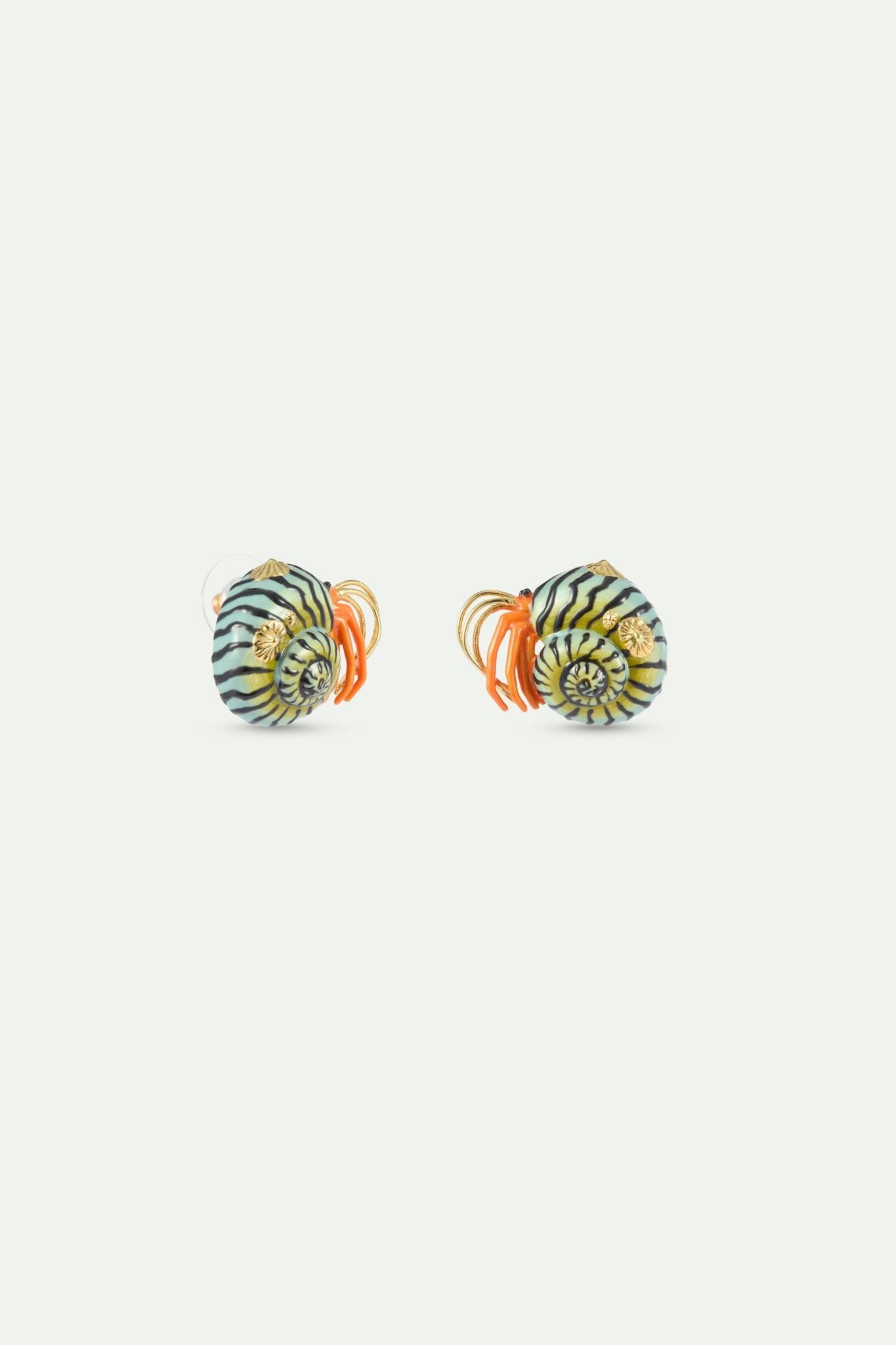 Green And Orange Hermit Crab Earrings | AXMO1081 - Les Nereides