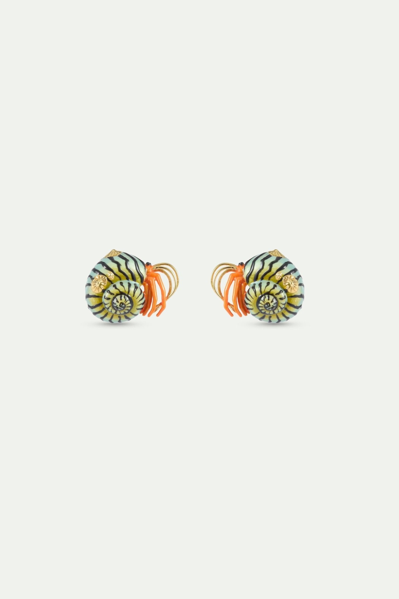Green And Orange Hermit Crab Earrings | AXMO1081 - Les Nereides