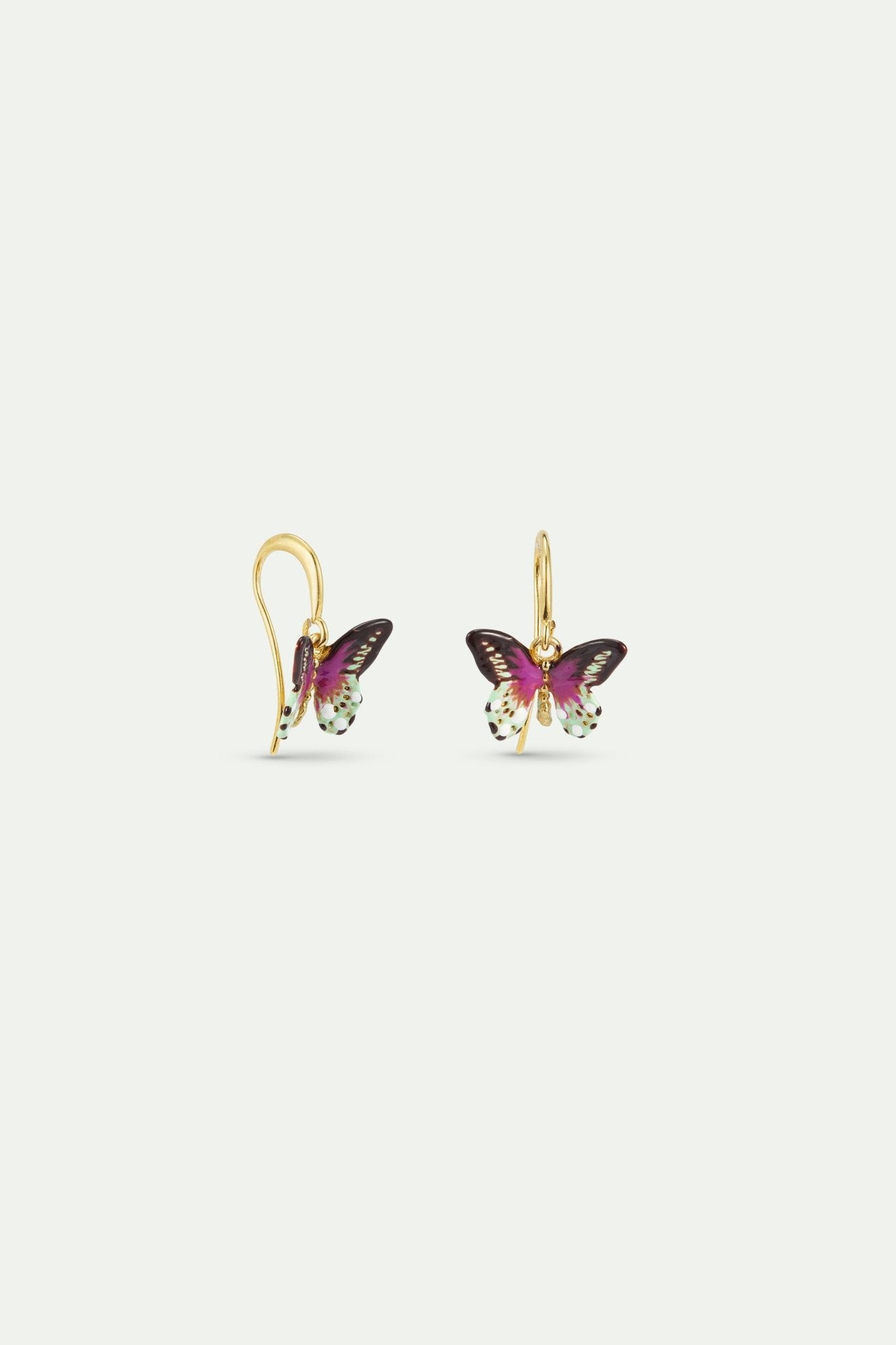 Green And Purple Butterfly Hook Earrings | AXLA1061 - Les Nereides