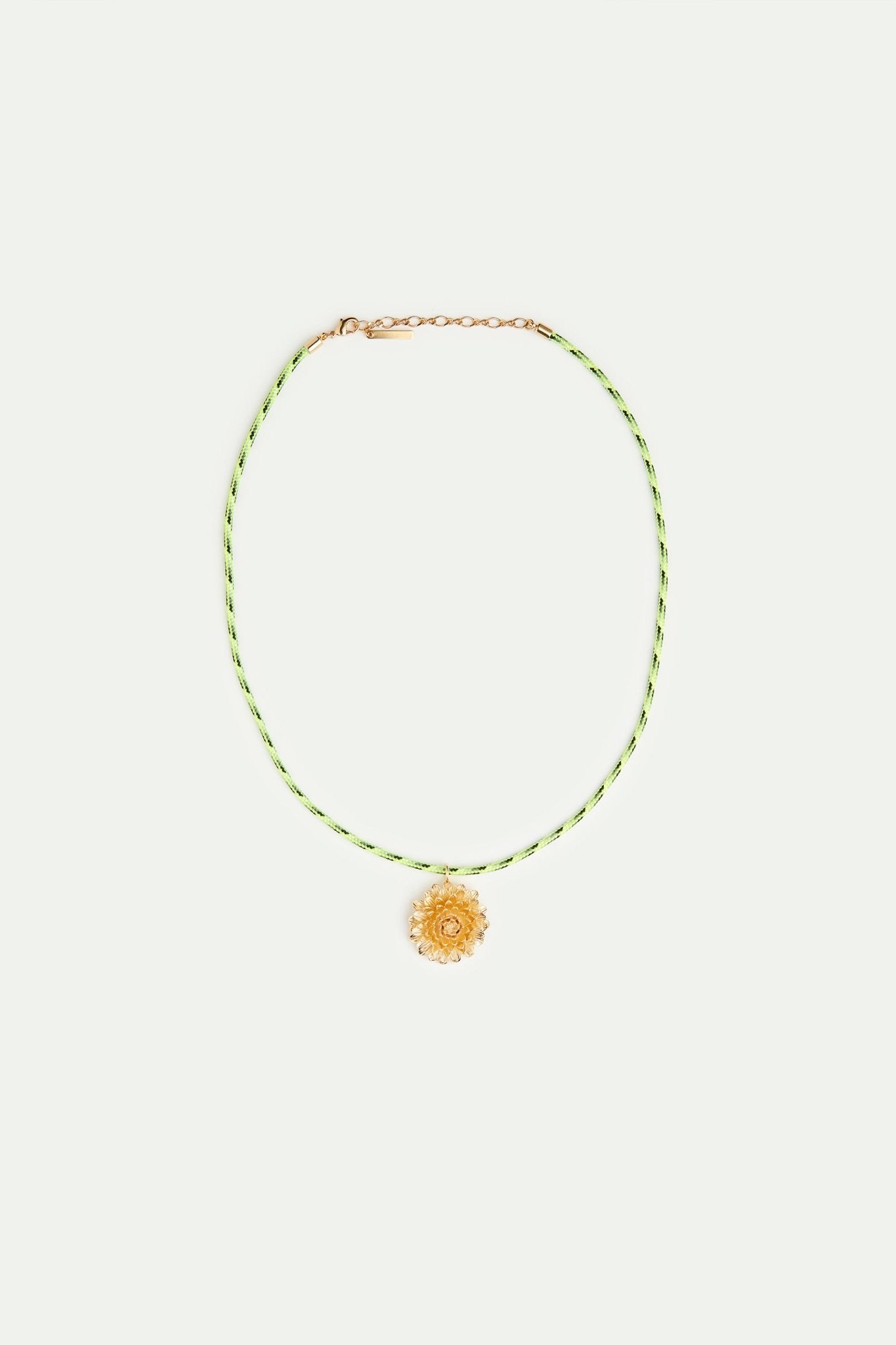 Green cord and golden dandelion necklace | AVNF3071 - Les Nereides