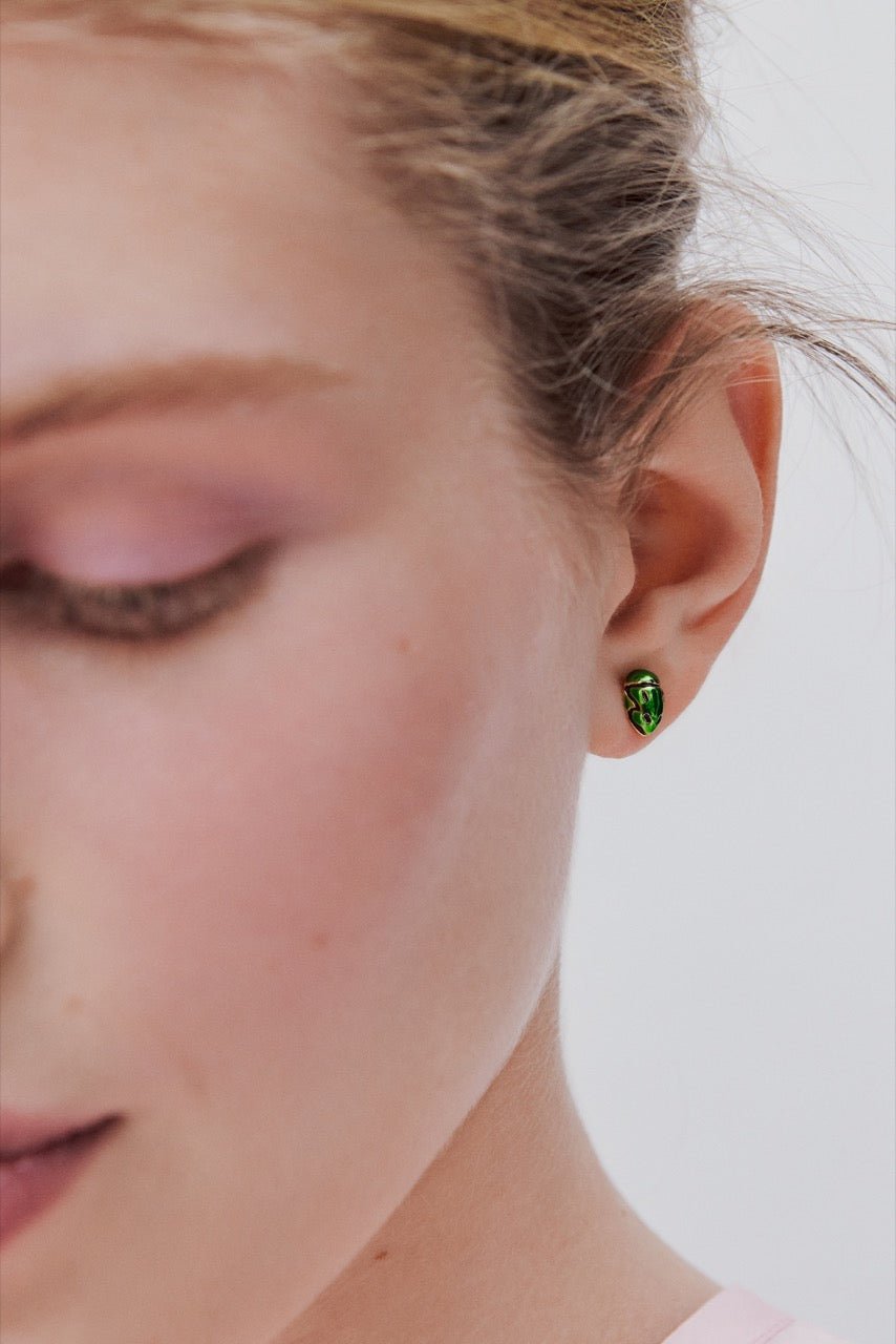 Green Rose Chafer Post Earrings | AWCC1021 - Les Nereides