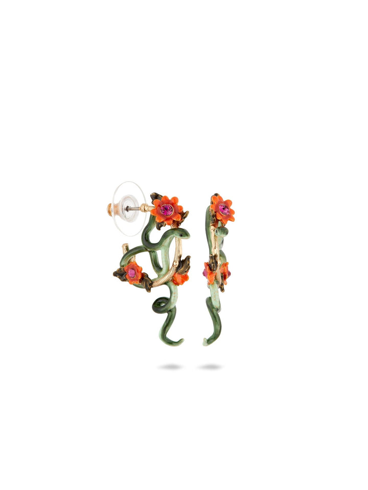 Green Snake And Dahlia Flower Earrings | AUVI1071 - Les Nereides