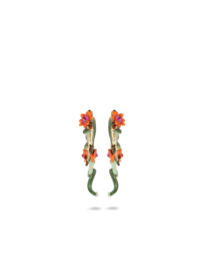 Green Snake And Dahlia Flower Earrings | AUVI1071 - Les Nereides