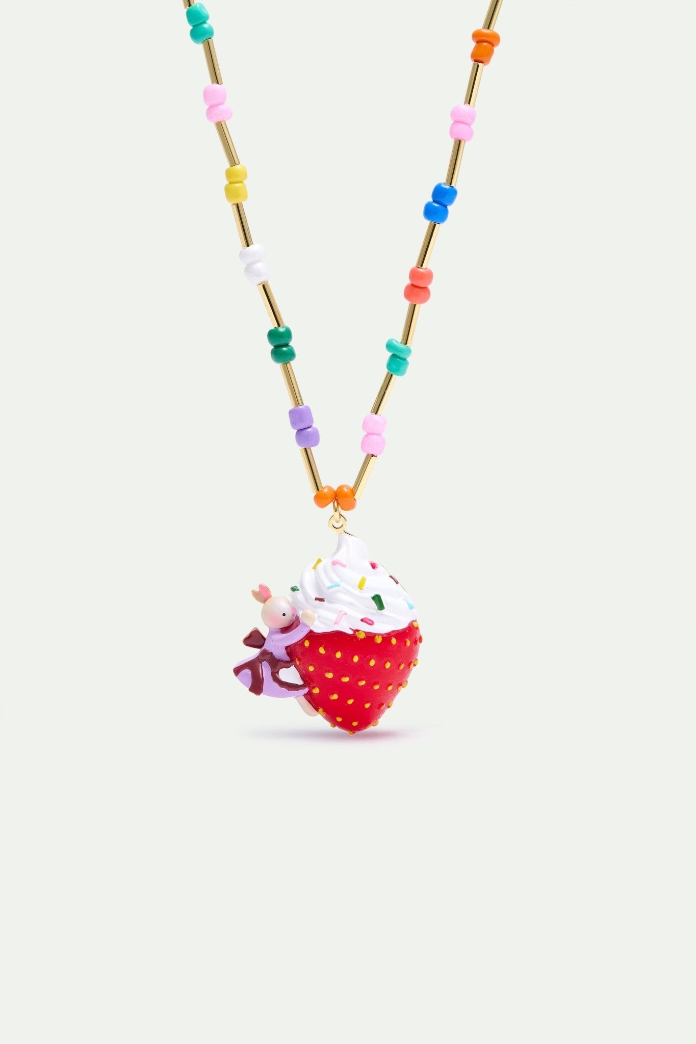 Gretel Strawberry & Cream & Colourful Beads Pendant | AWHG3061 - Les Nereides