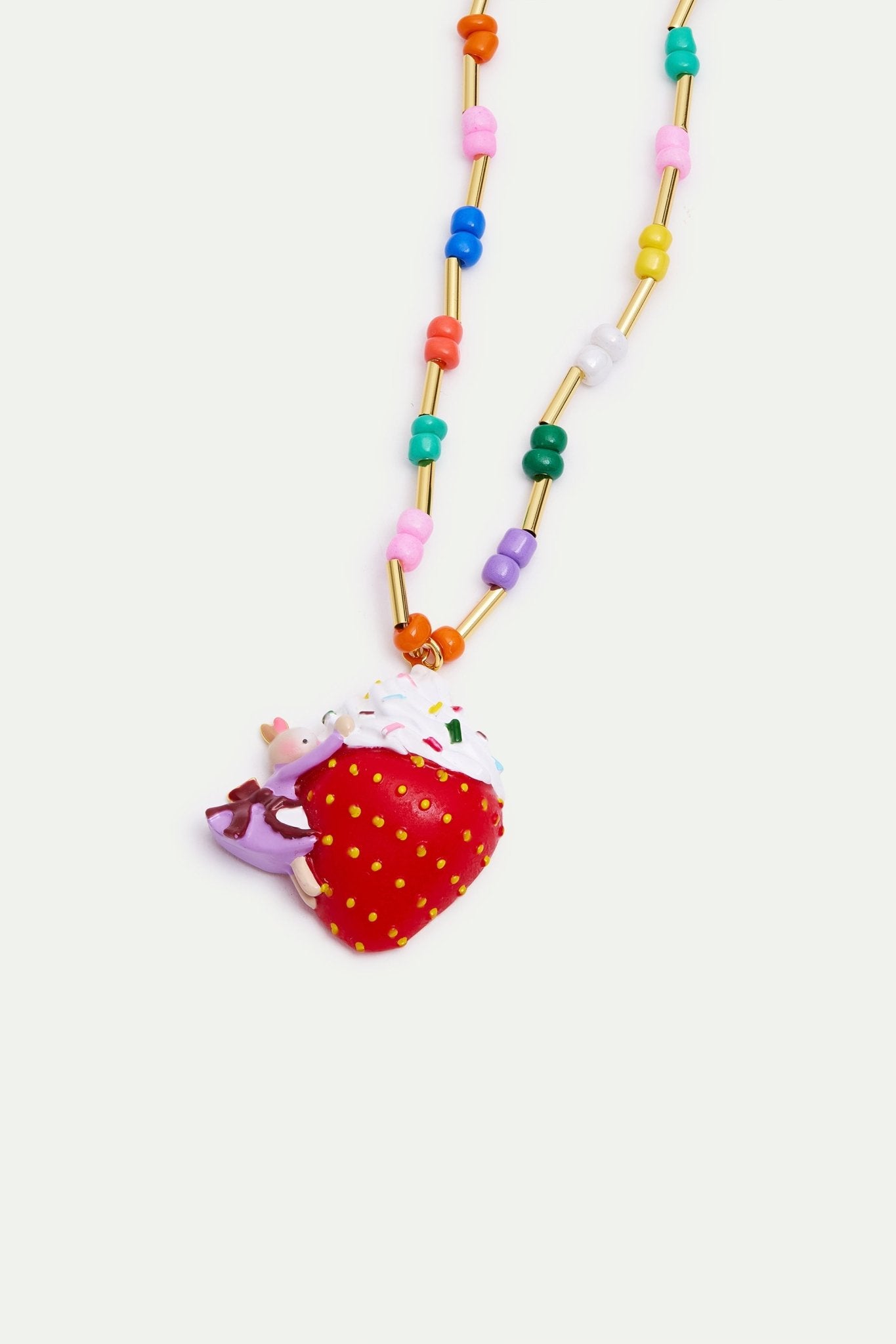 Gretel Strawberry & Cream & Colourful Beads Pendant | AWHG3061 - Les Nereides