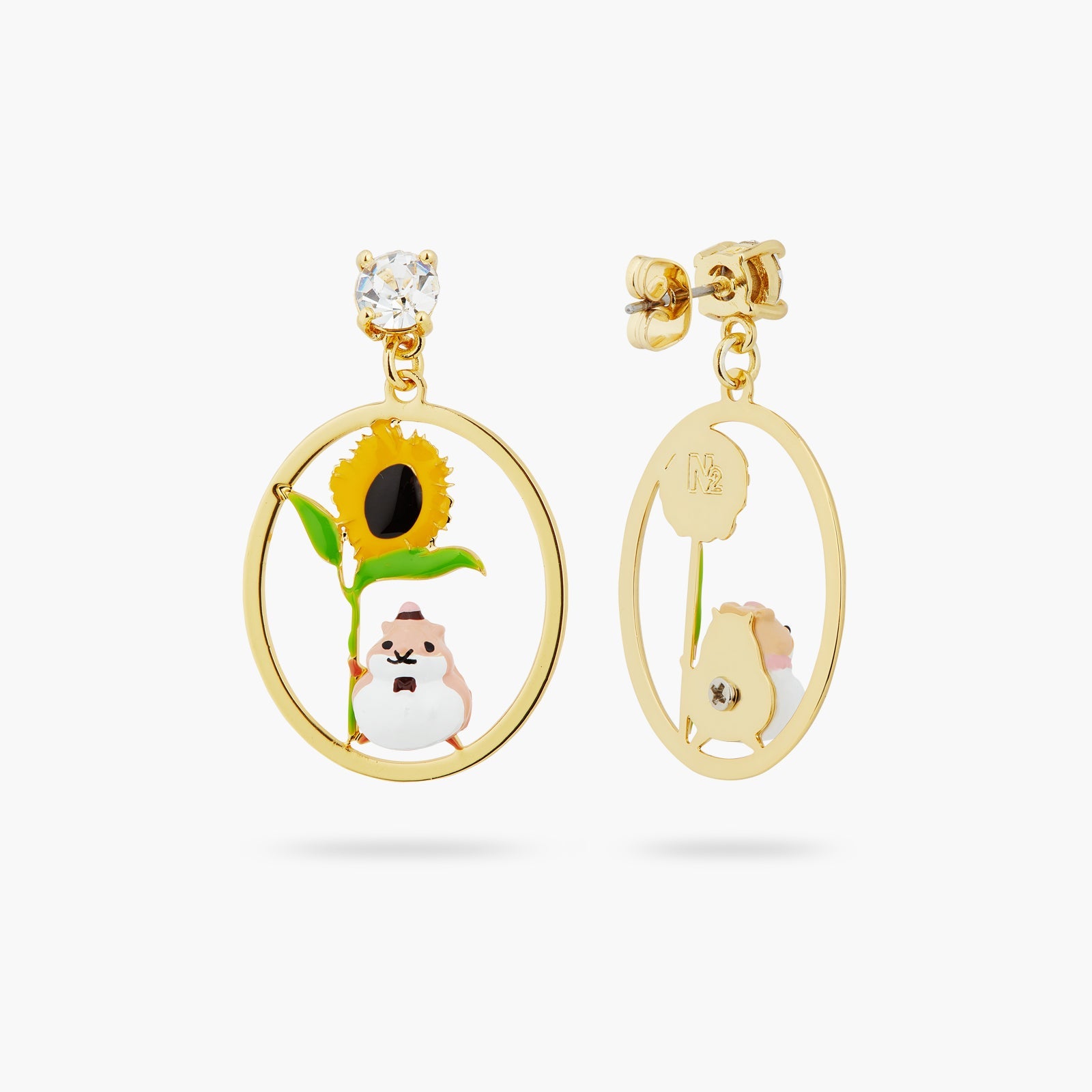 Hamster And Flower Asymmetrical Earrings | ATTO1061 - Les Nereides