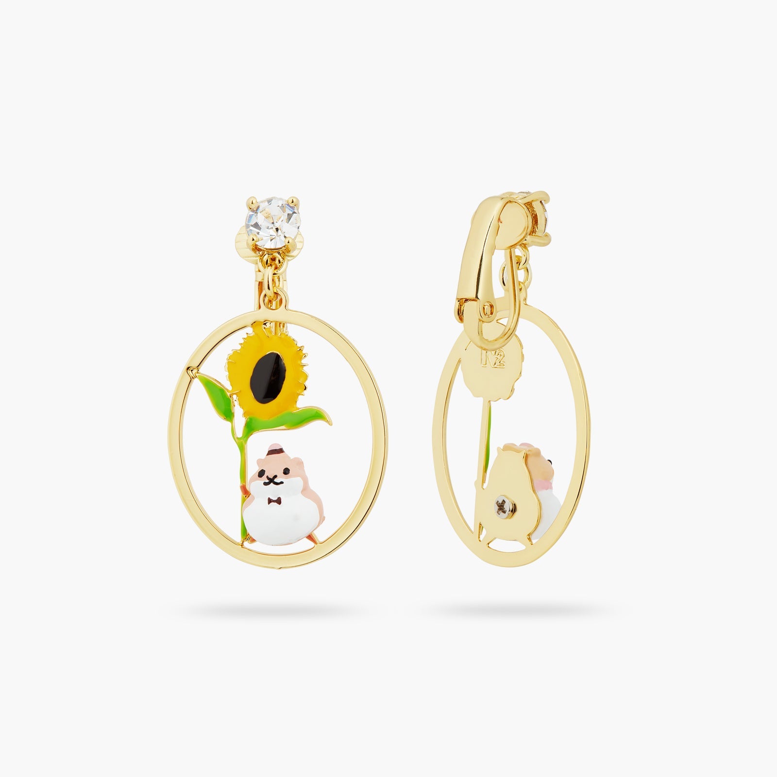 Hamster And Flower Asymmetrical Earrings | ATTO1061 - Les Nereides
