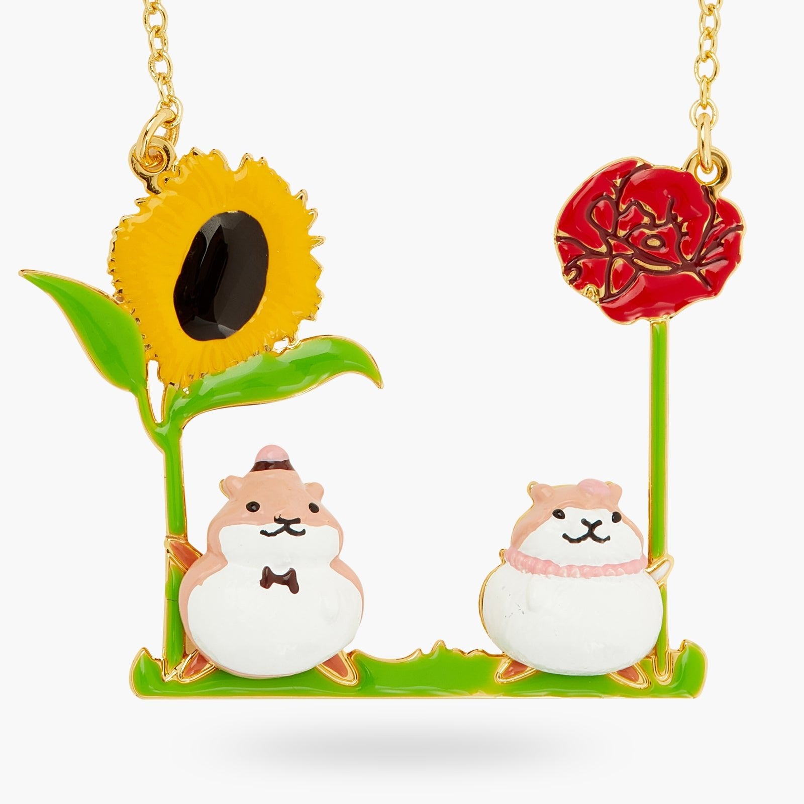 Hamster And Flower Statement Necklace | ATTO3061 - Les Nereides
